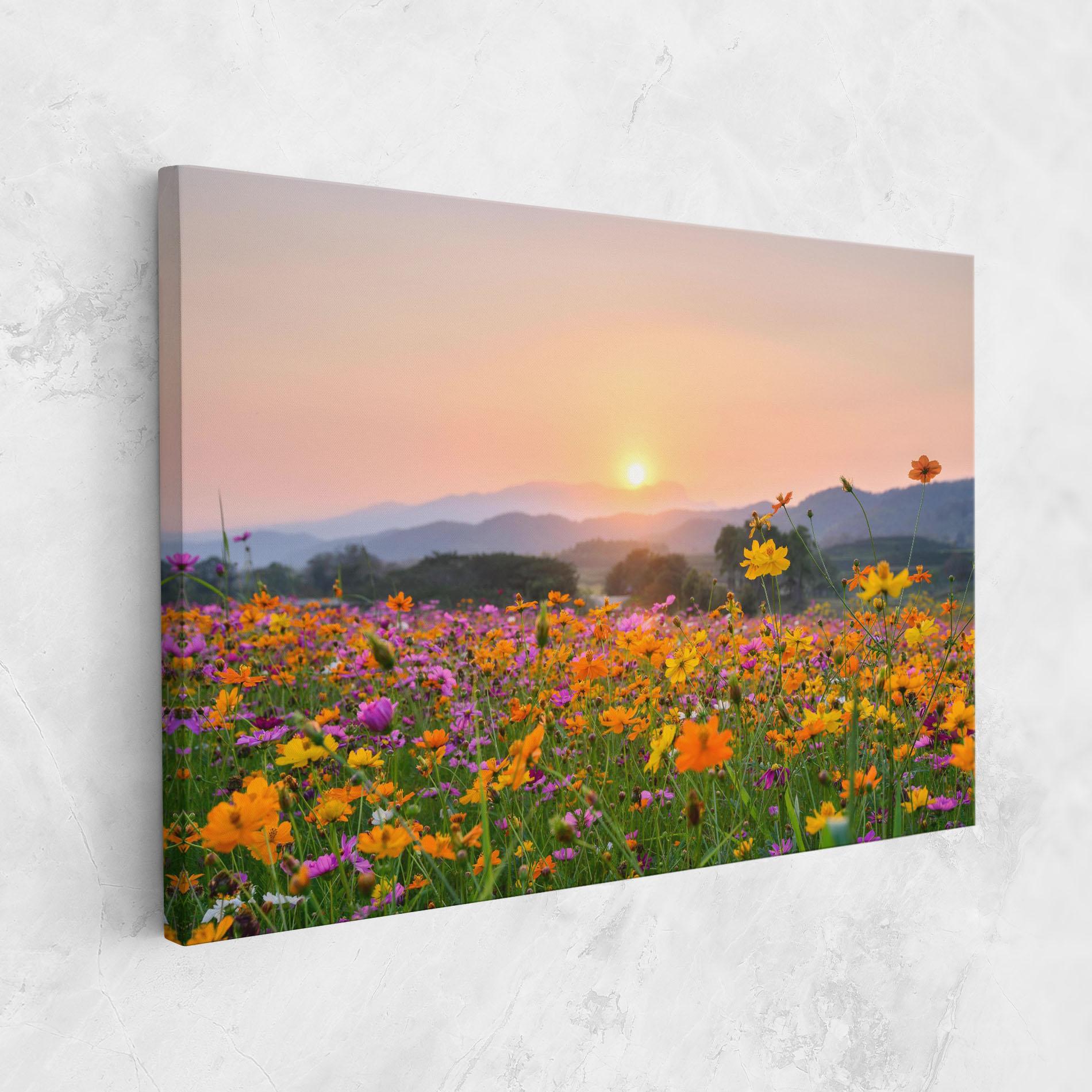 Картина на платно Sunset Mountain Flowerf mockup 1