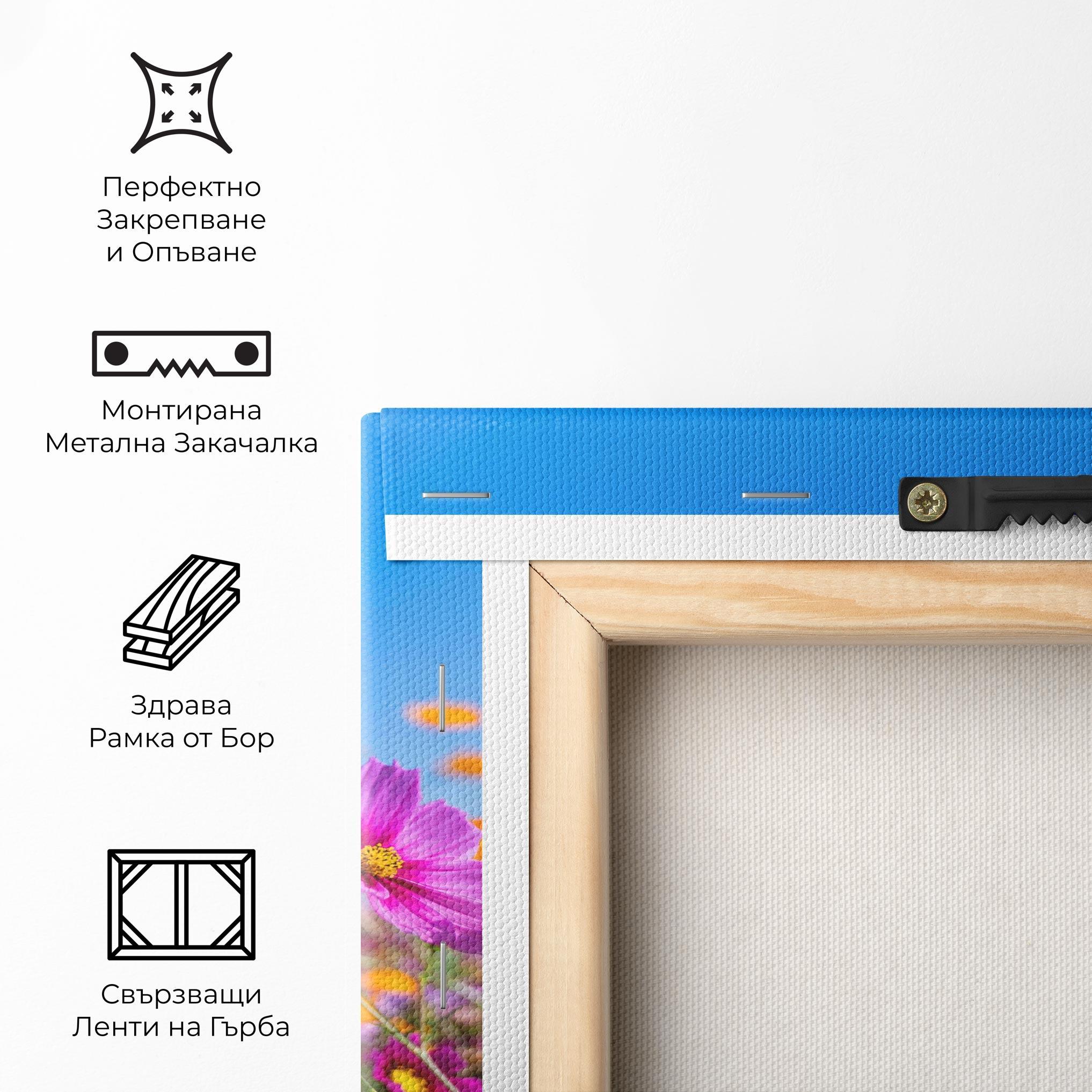 Картина на платно Cosmos Flowers Grassland mockup 5