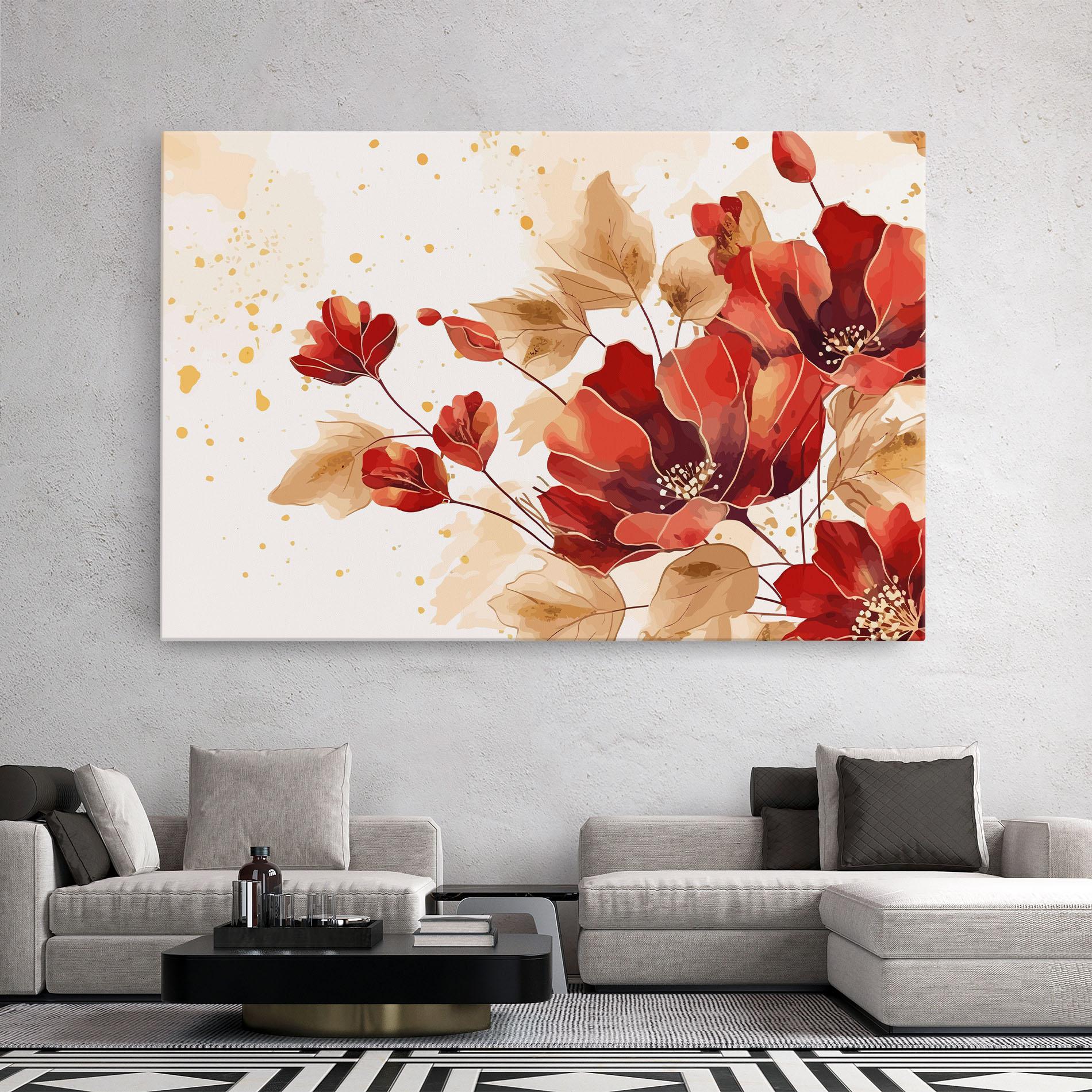 Картина на платно Red Wild Gold mockup 2