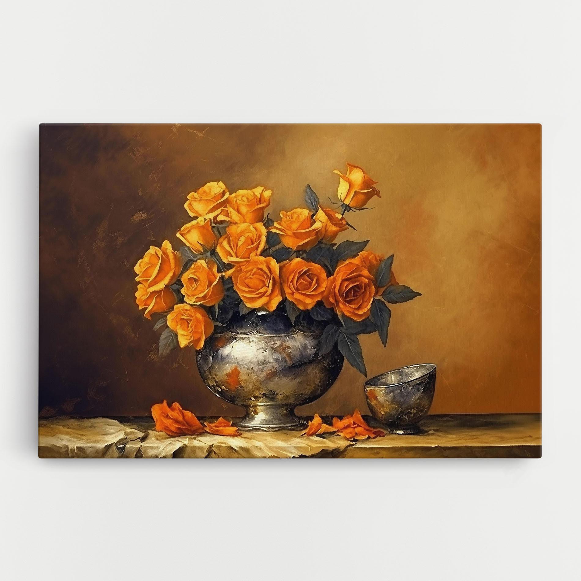 Картина на платно Orange Rose Vase mockup 0
