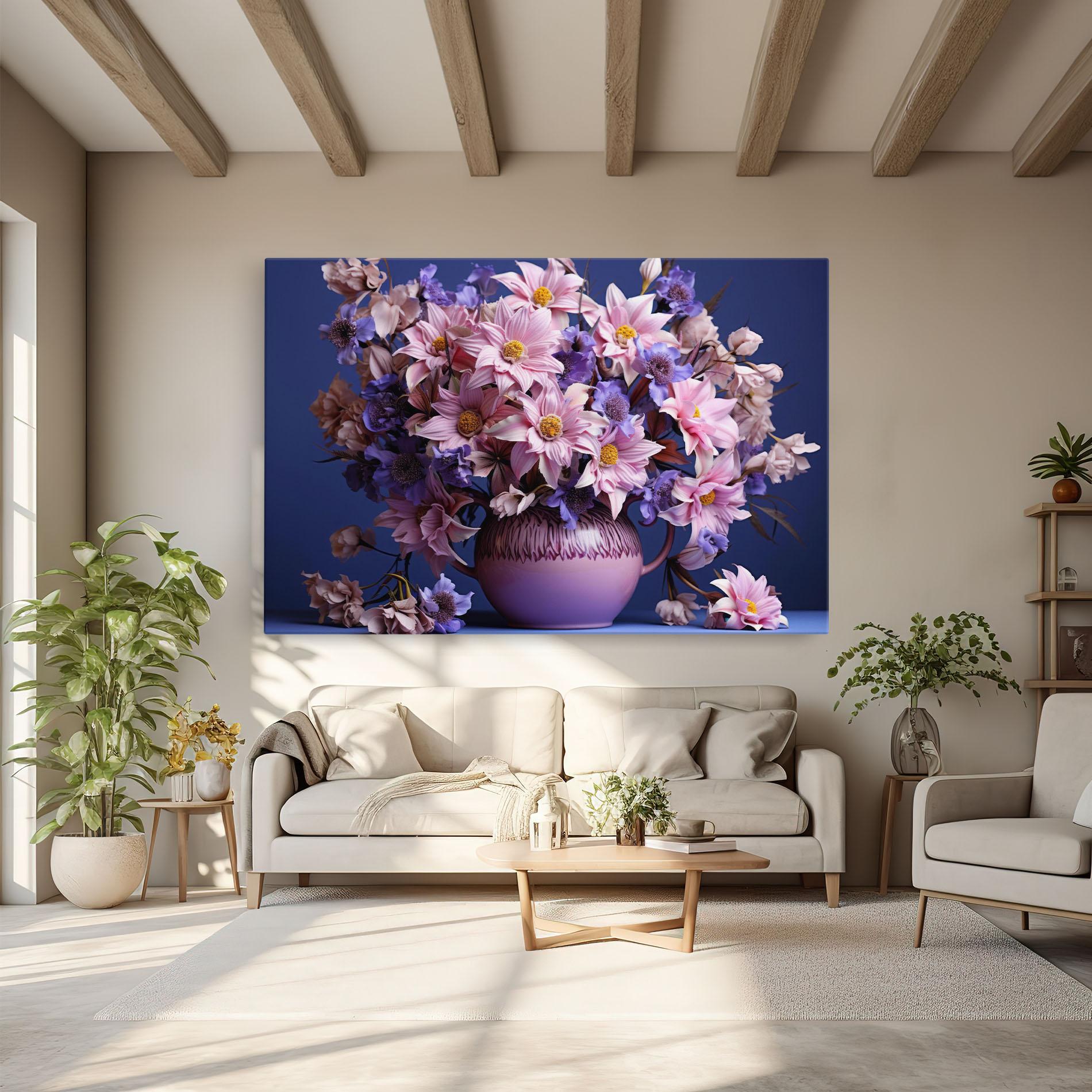 Картина на платно Purple Vase Flowers mockup 6