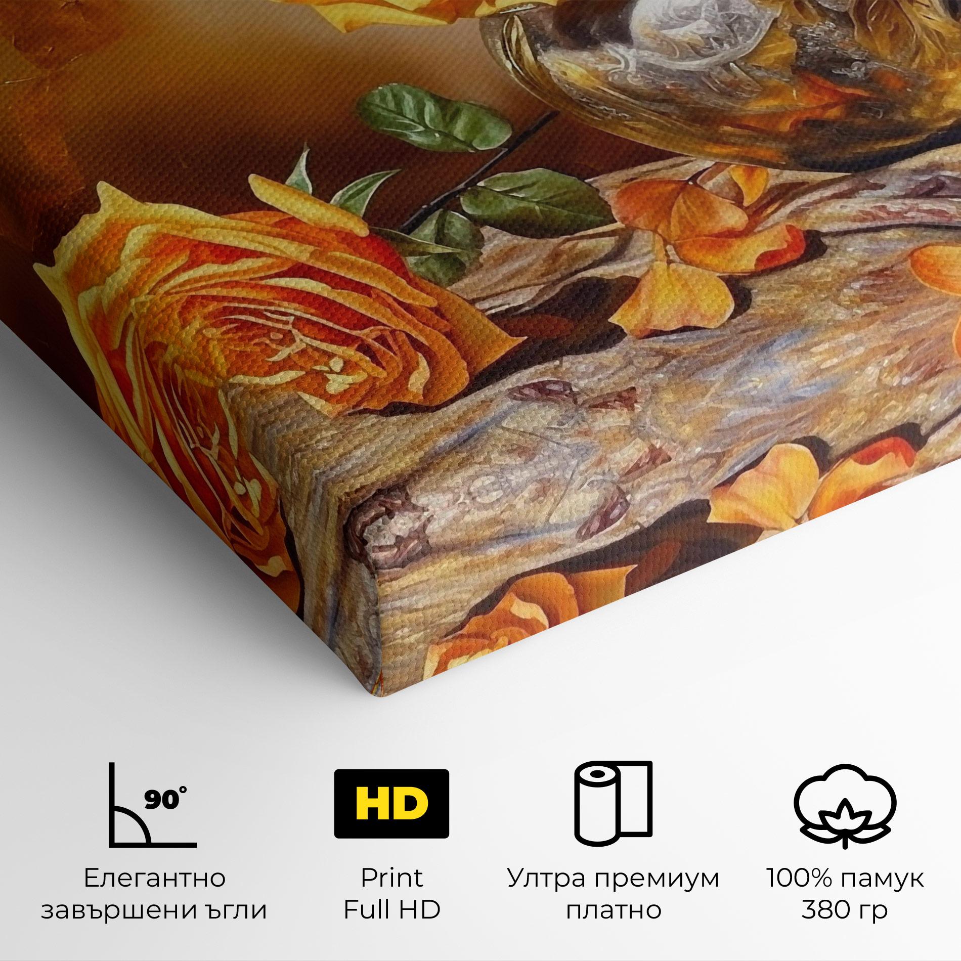 Картина на платно Orange Roses Vase mockup 4