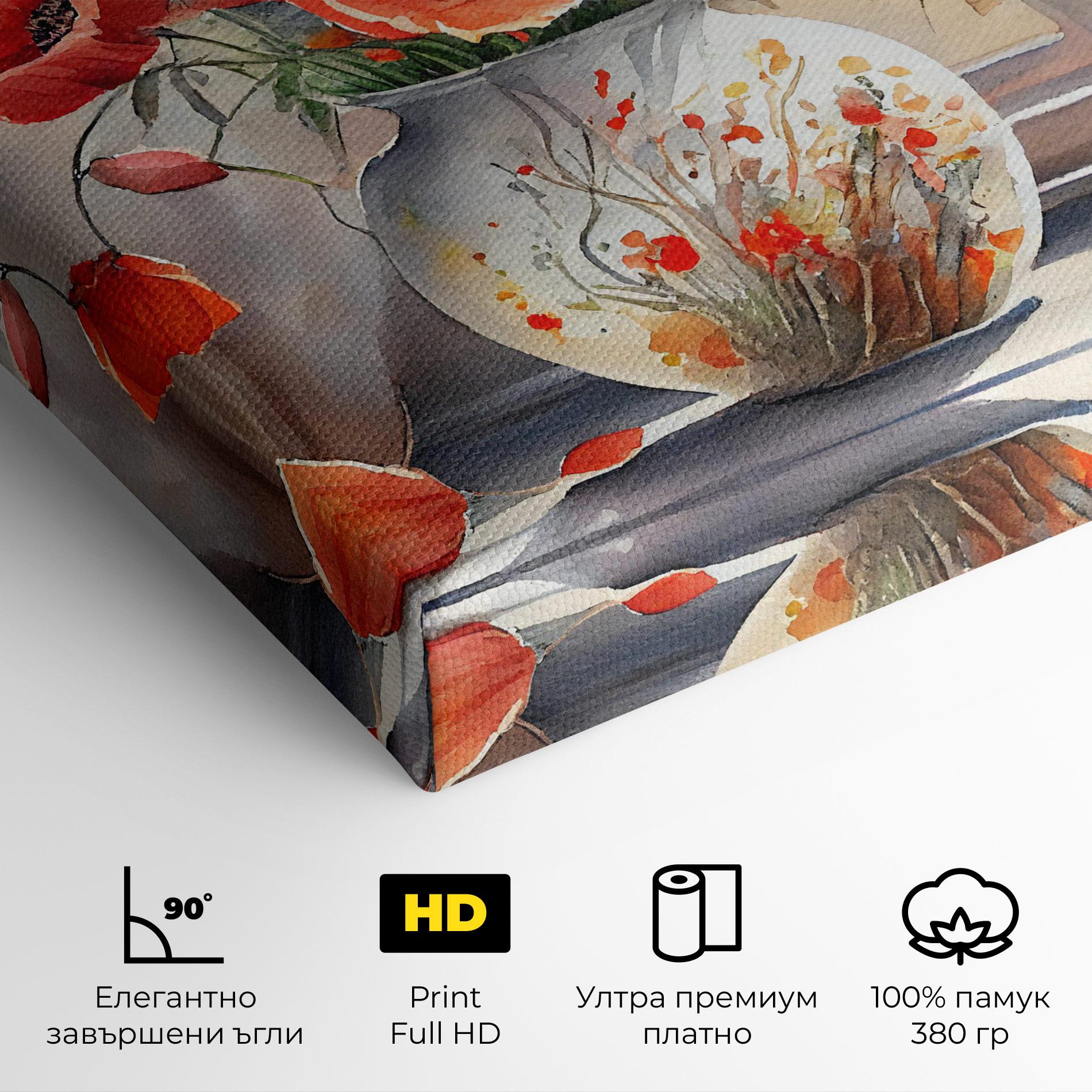 Картина на платно Poppies Vase mockup 4