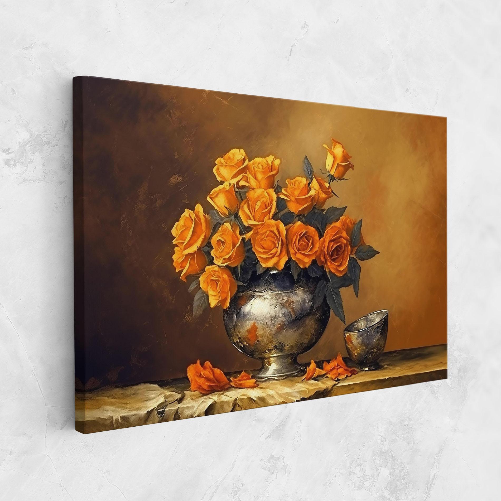 Картина на платно Orange Rose Vase mockup 1