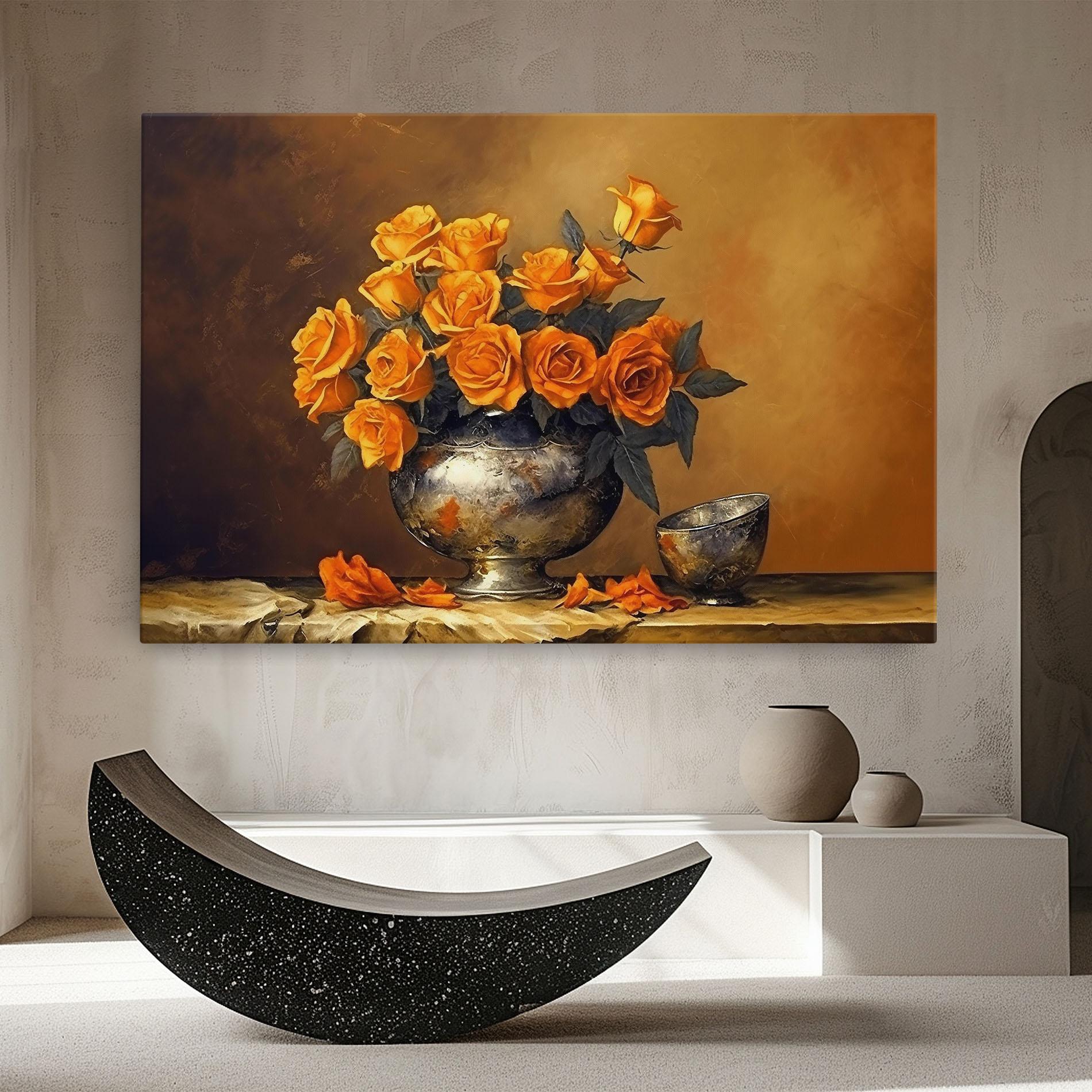Картина на платно Orange Rose Vase mockup 8