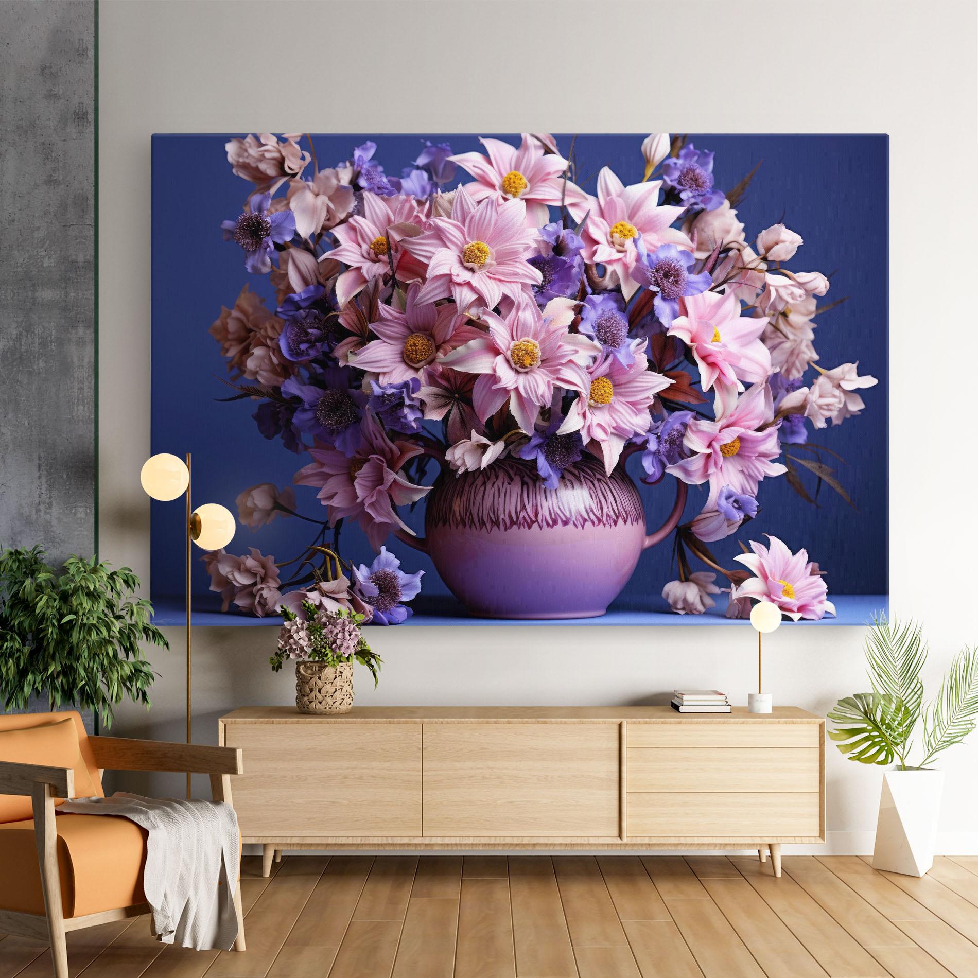 Картина на платно Purple Vase Flowers mockup 9