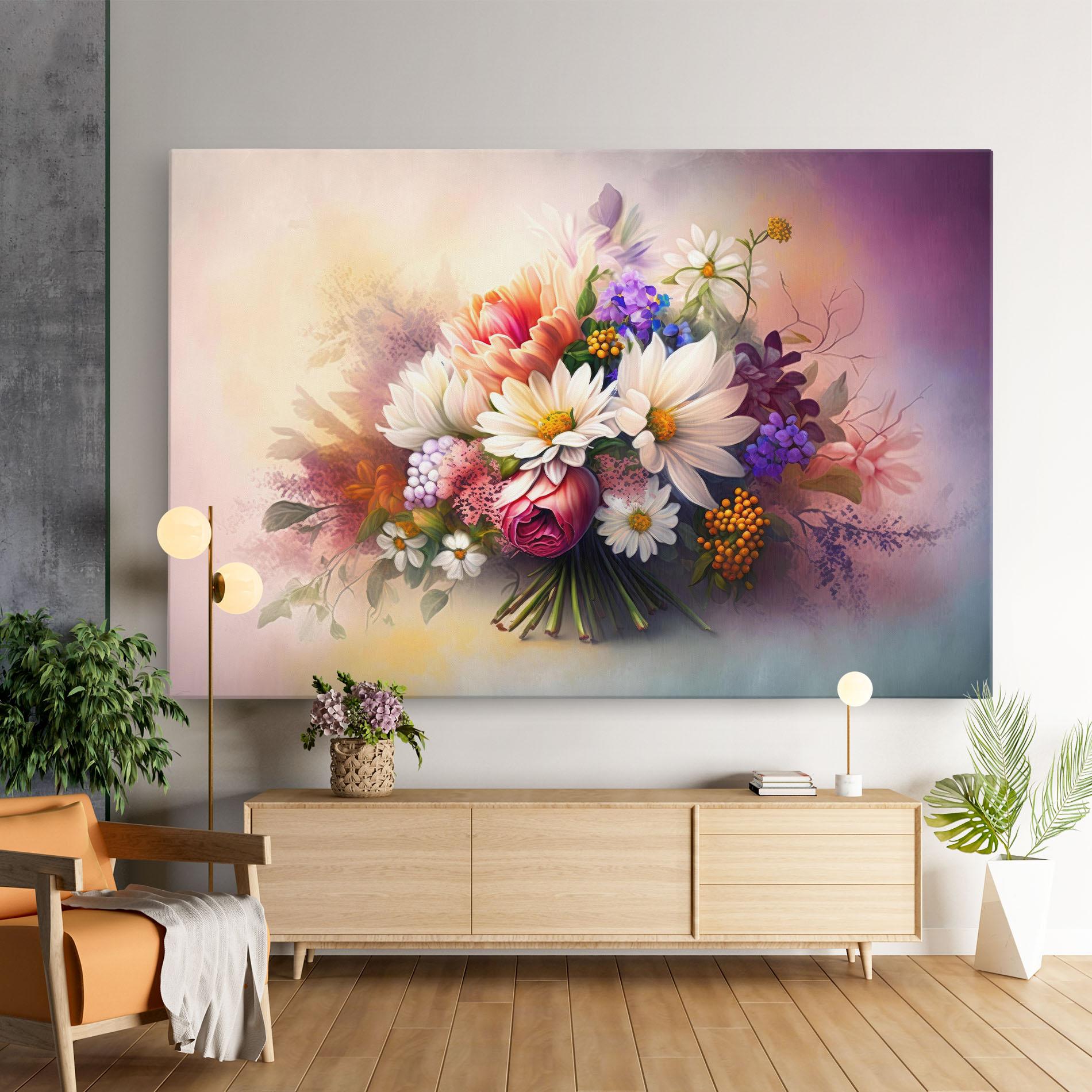 Картина на платно Vecteezy_ai Generated Bouquet Of Fresh Spring Flowers On Light_23373362_865 mockup 9
