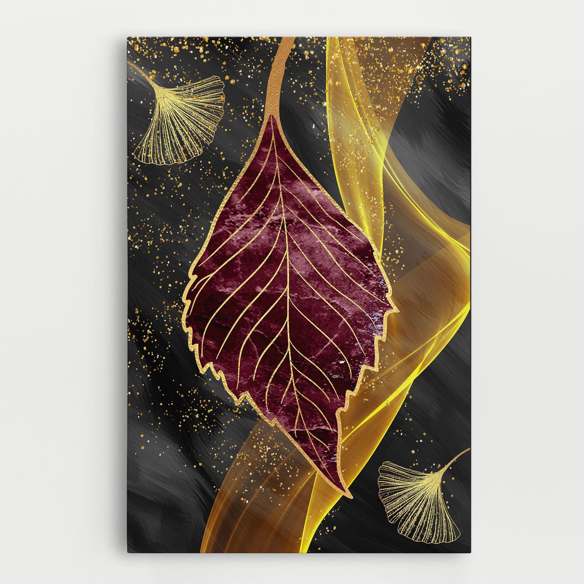 Картина на платно Golden Leaves Red mockup 0