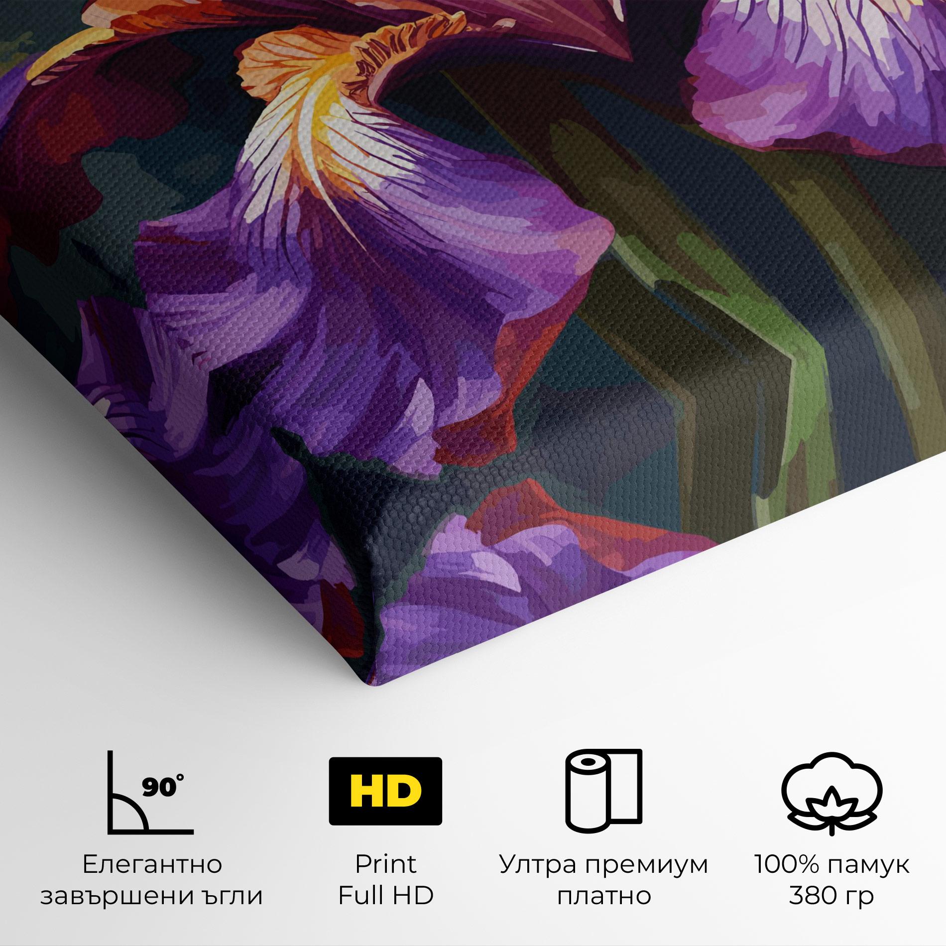 Картина на платно Purple Orange Iris Art mockup 4