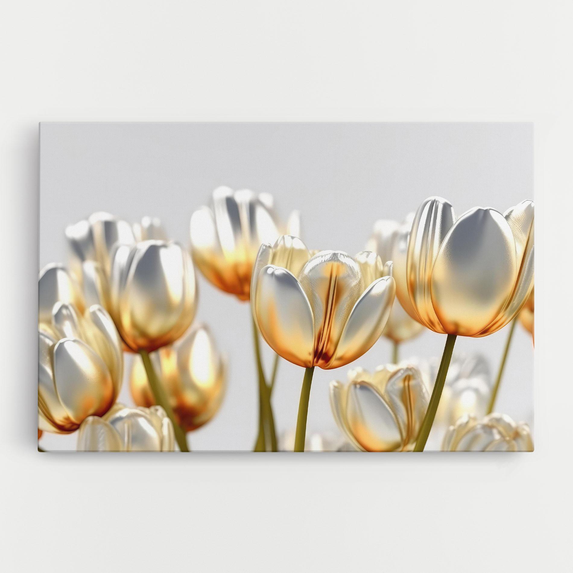 Картина на платно White Golden Tulips mockup 0