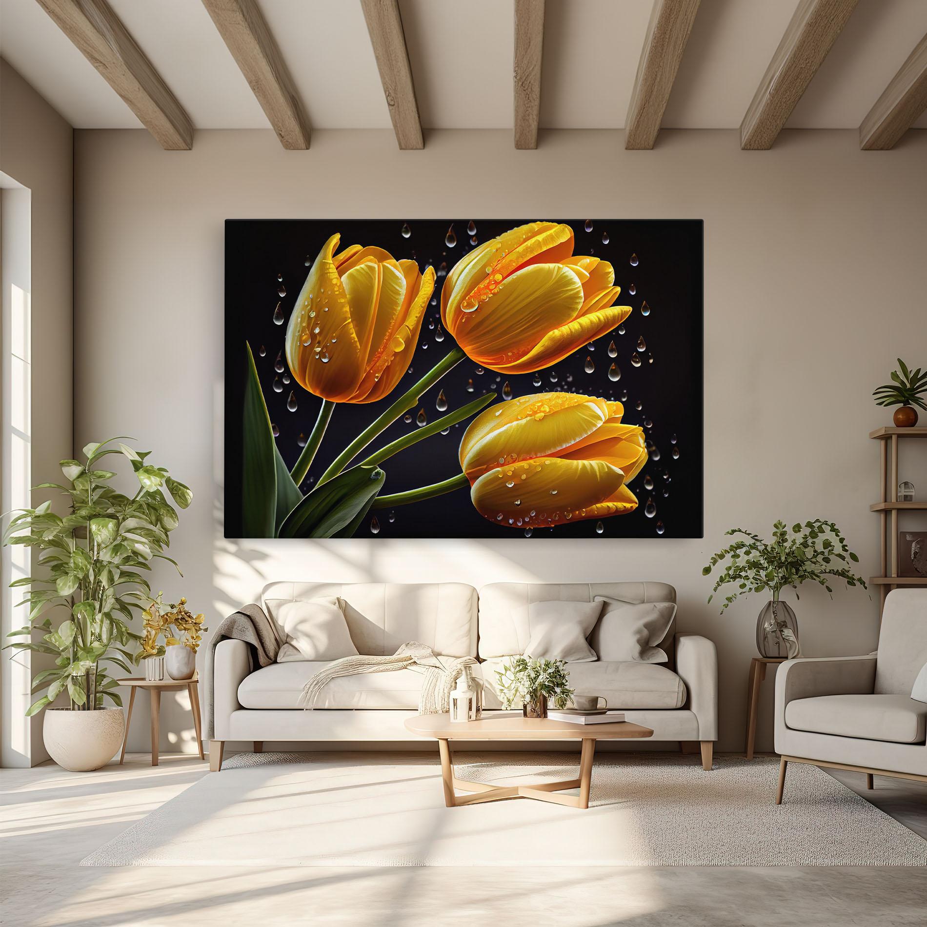 Картина на платно 3 Yellow Tulips mockup 6