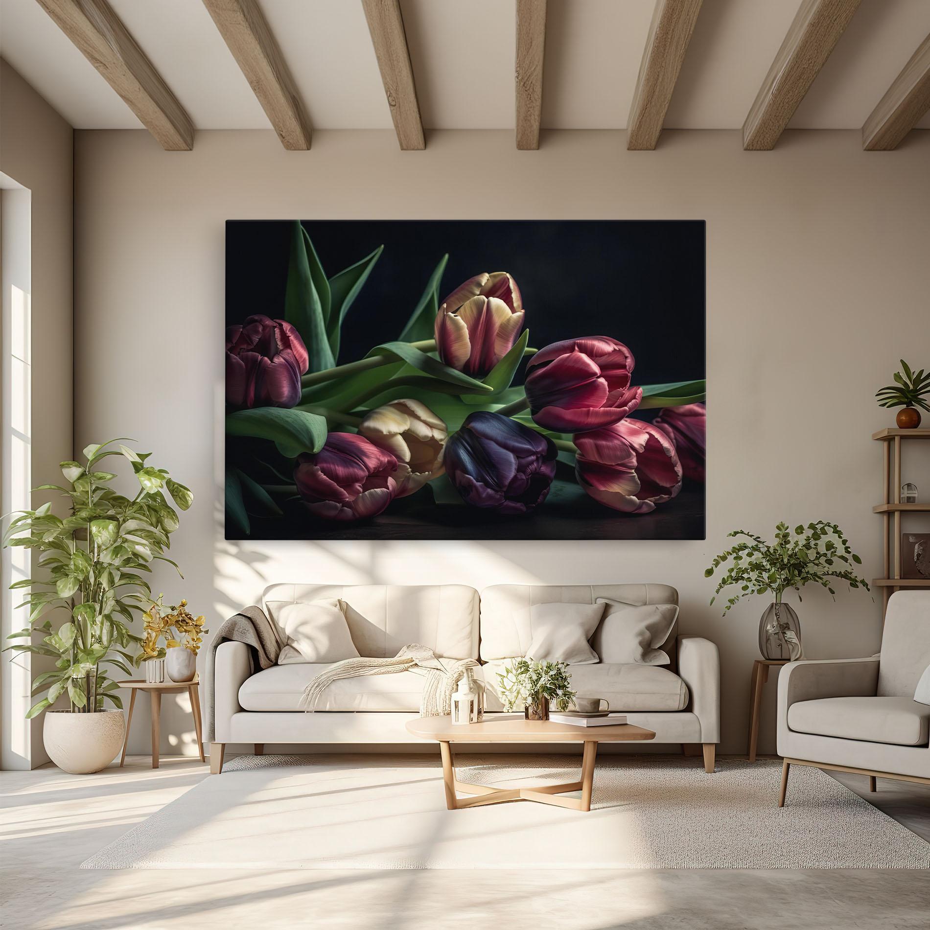 Картина на платно Dark Purple Tulip mockup 6