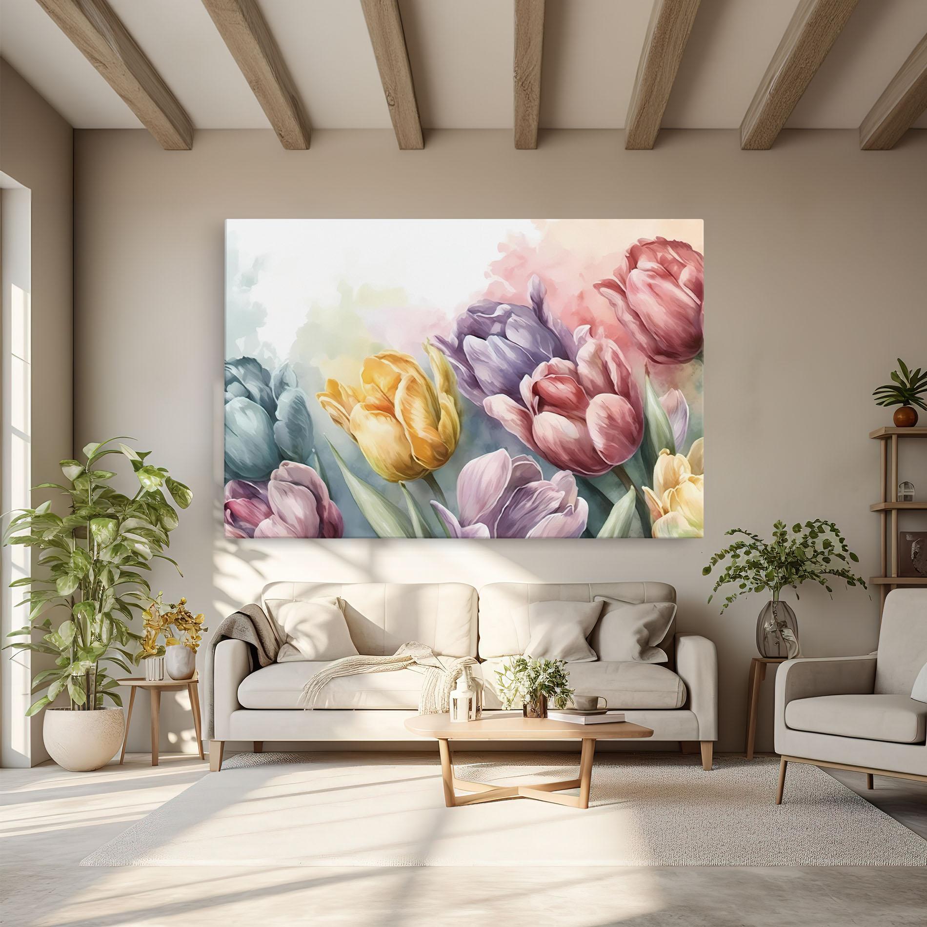 Картина на платно Pastel Tulips mockup 6