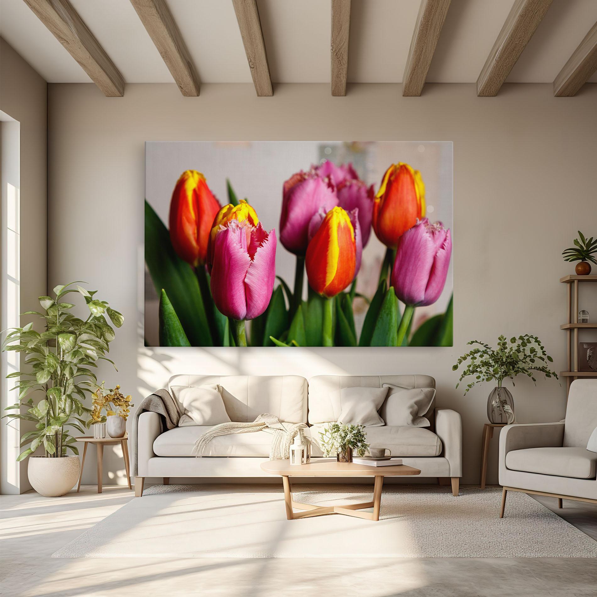 Картина на платно Pink Orange Tulips mockup 6