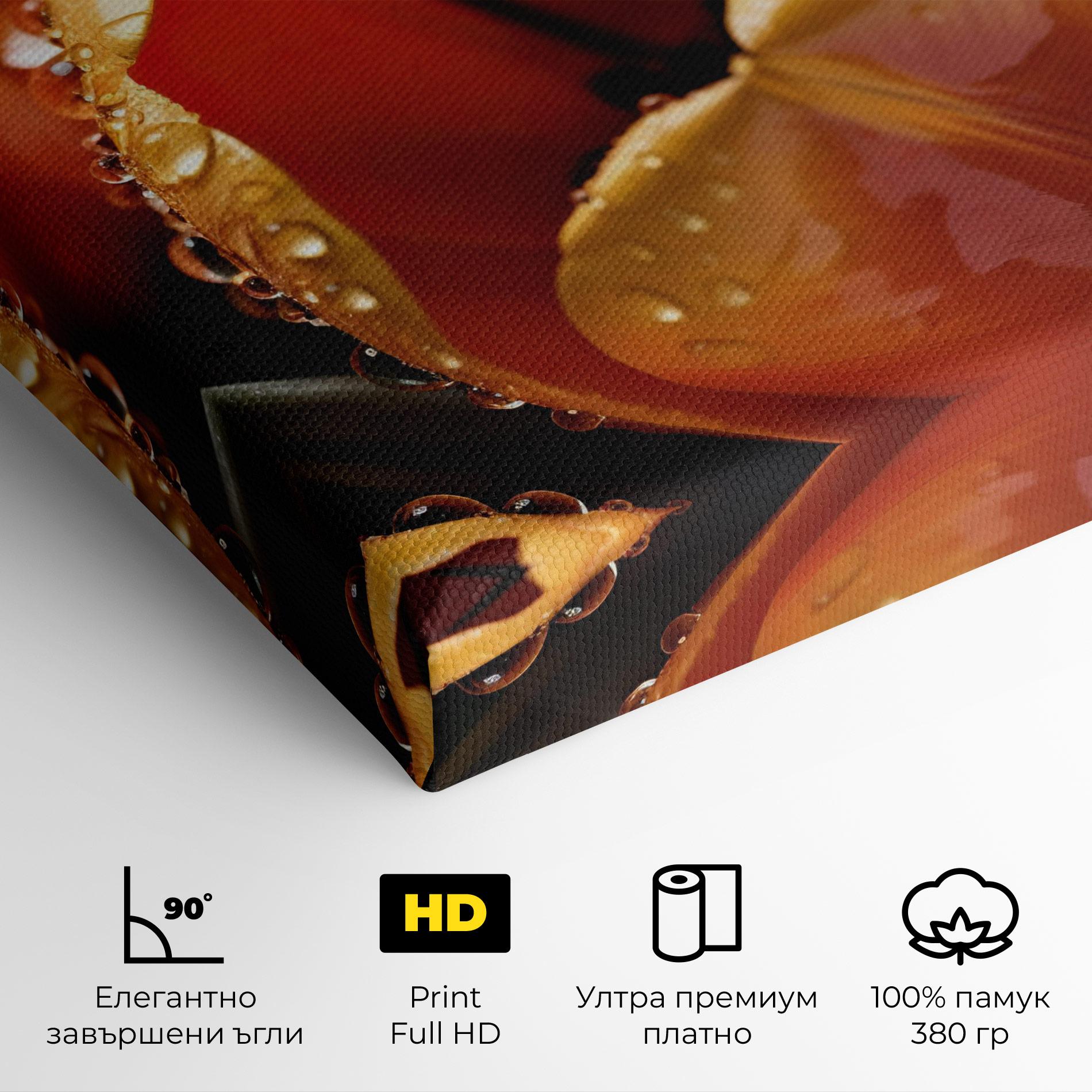 Картина на платно Orange Tulip Water Drops mockup 4