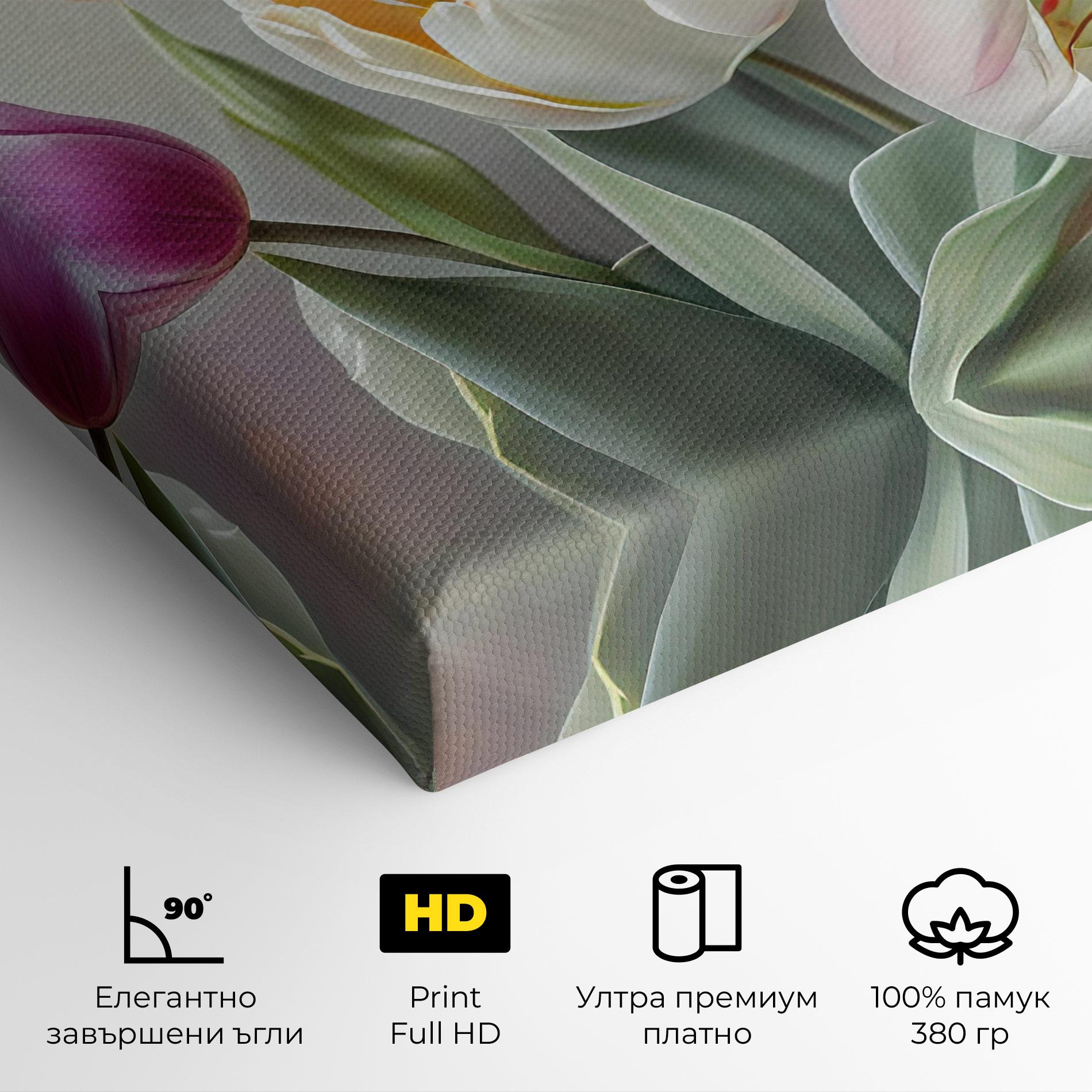 Картина на платно White Tulips Painting mockup 4