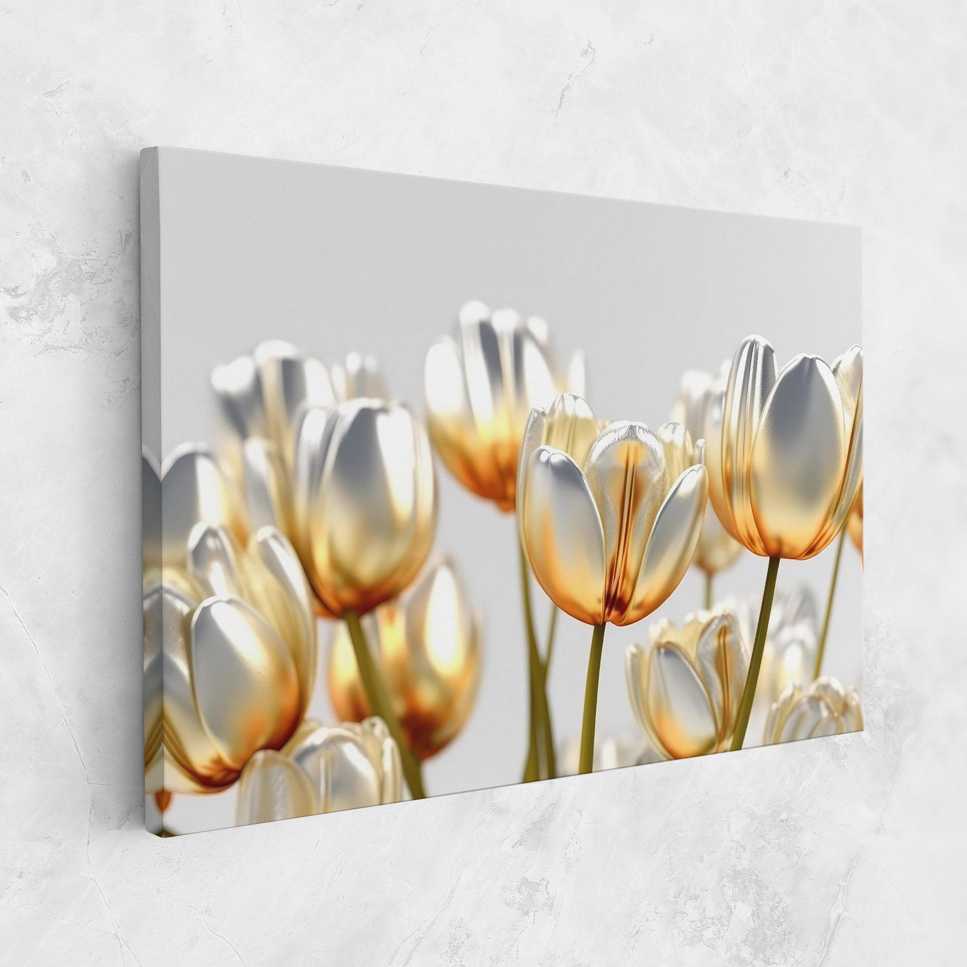 Картина на платно White Golden Tulips mockup 1