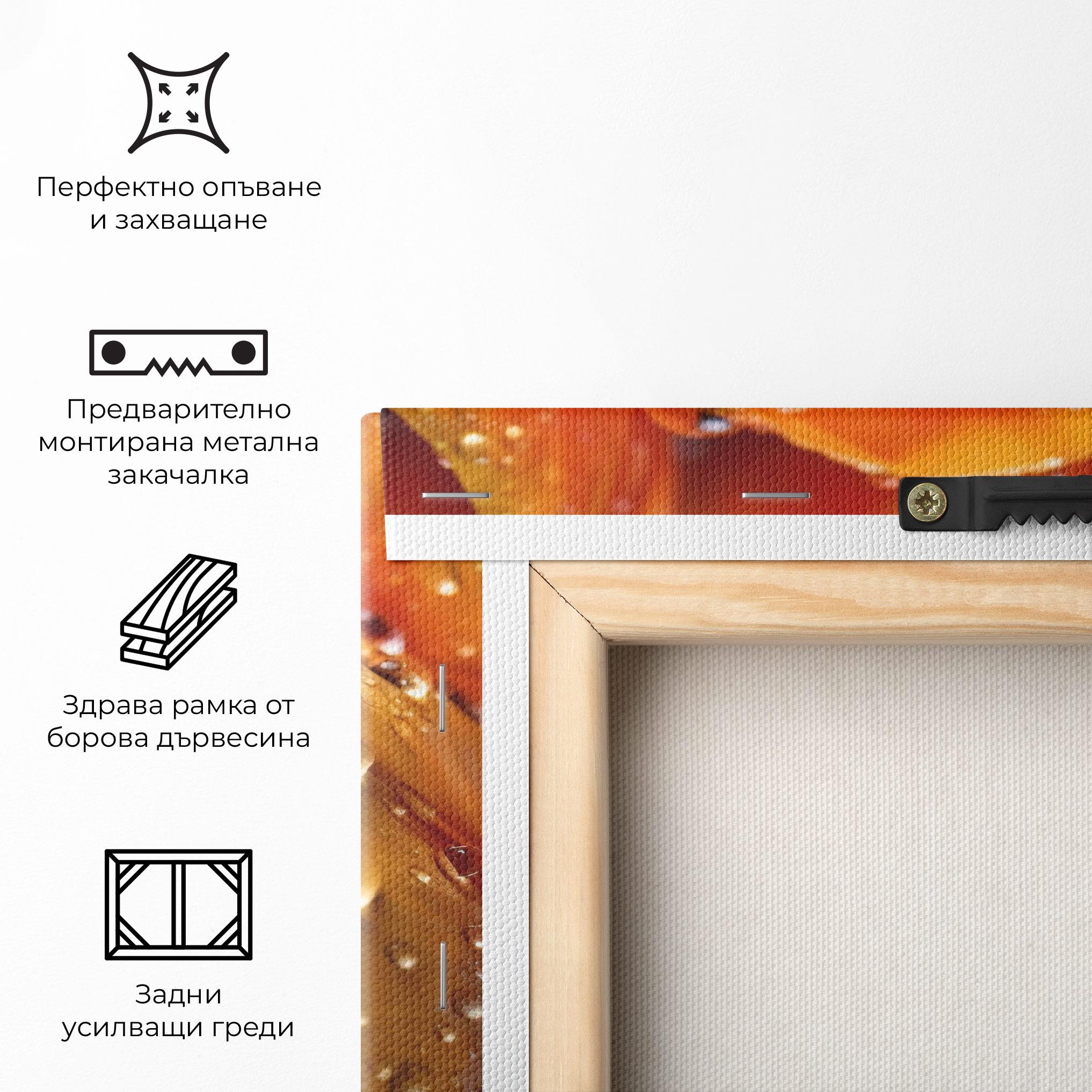 Картина на платно Orange Tulip Water Drops mockup 5