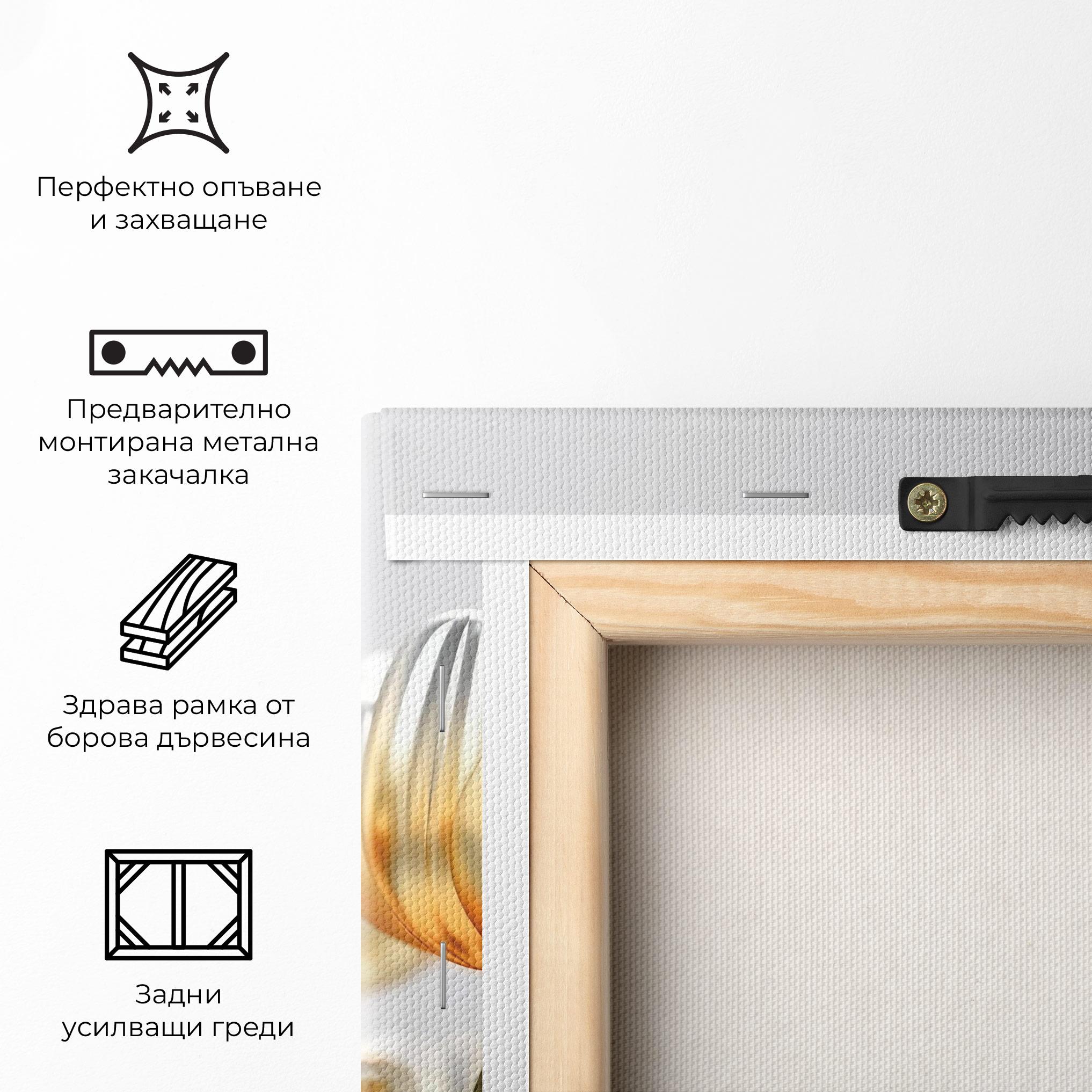 Картина на платно White Golden Tulips mockup 5