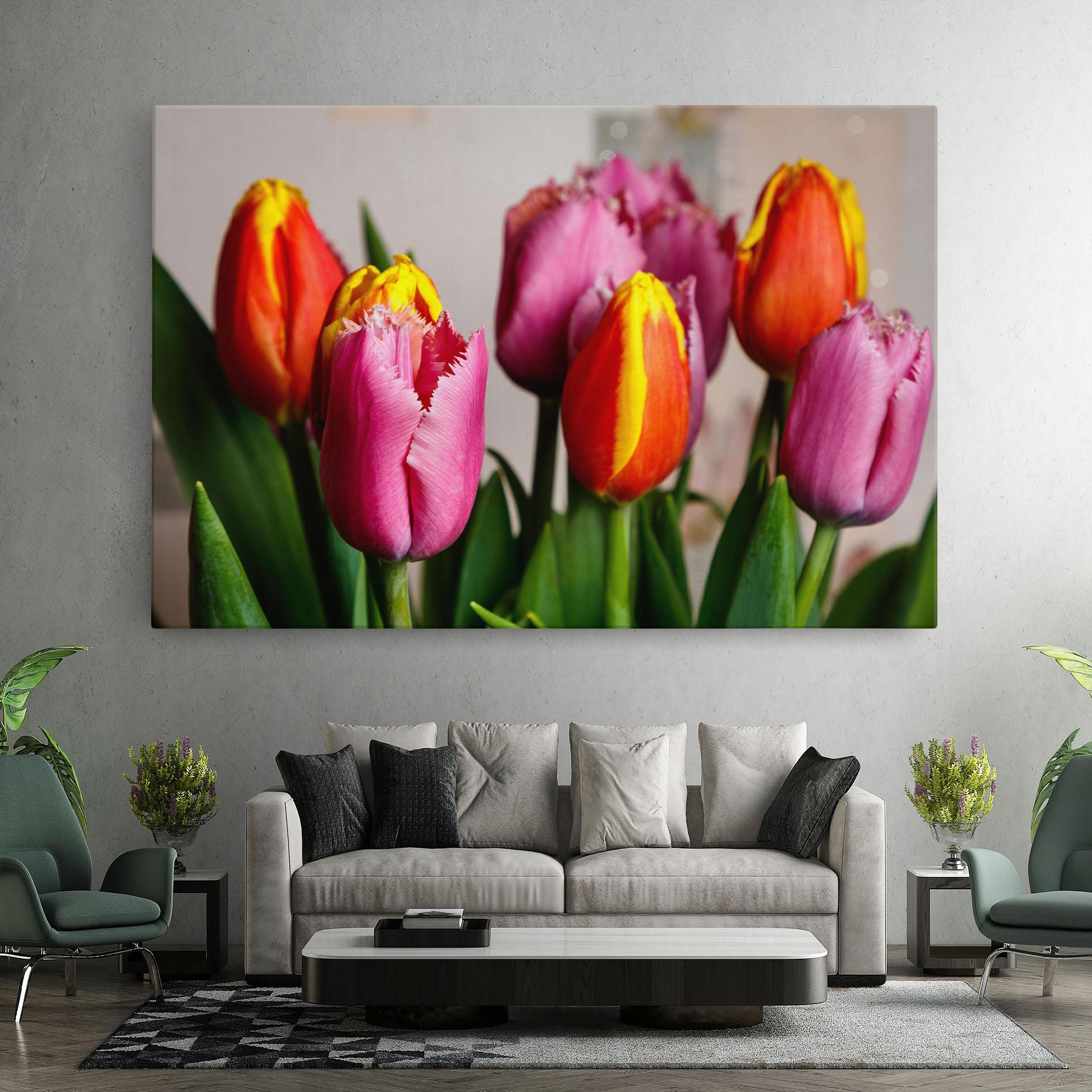 Картина на платно Pink Orange Tulips mockup 7