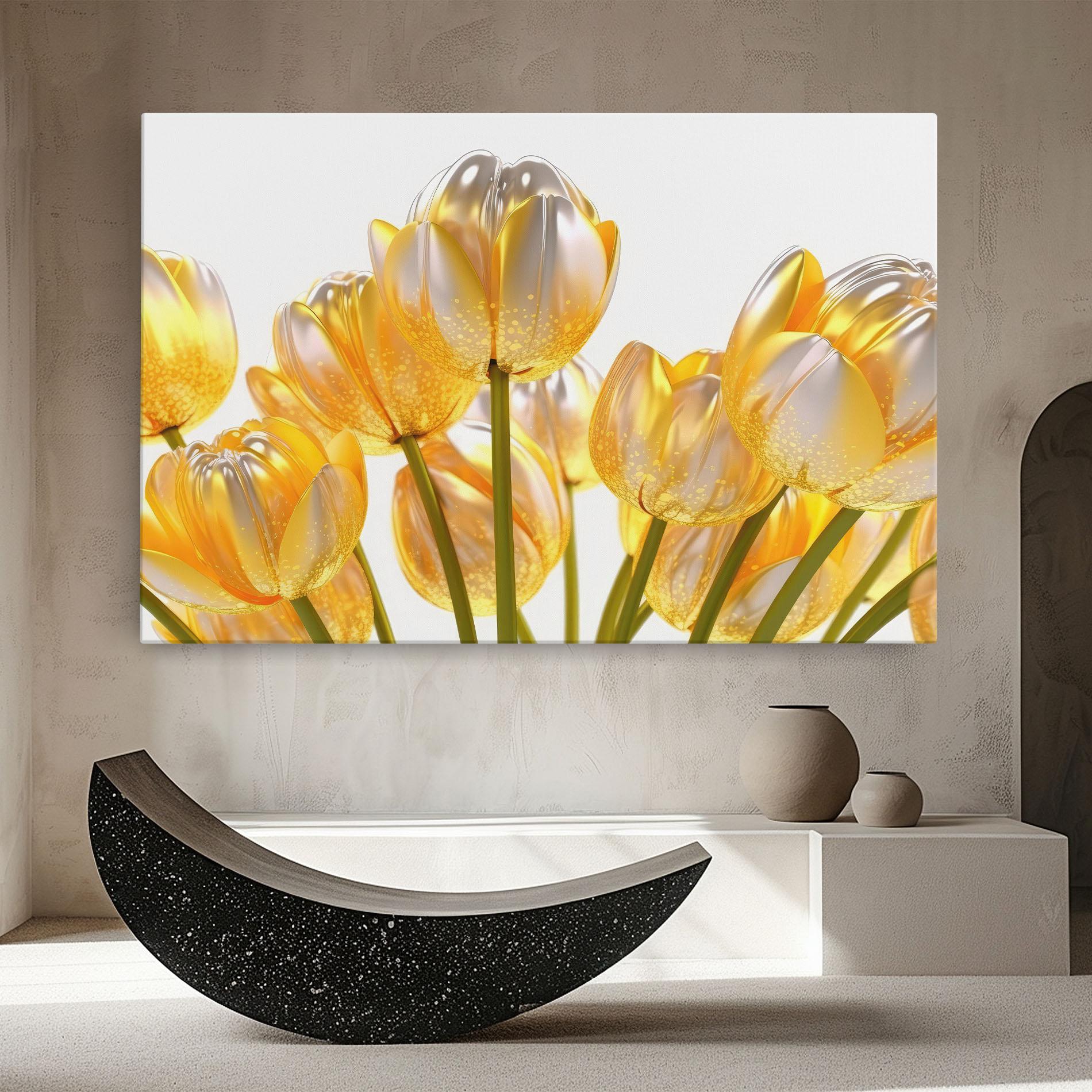 Картина на платно Gold White Tulips mockup 8