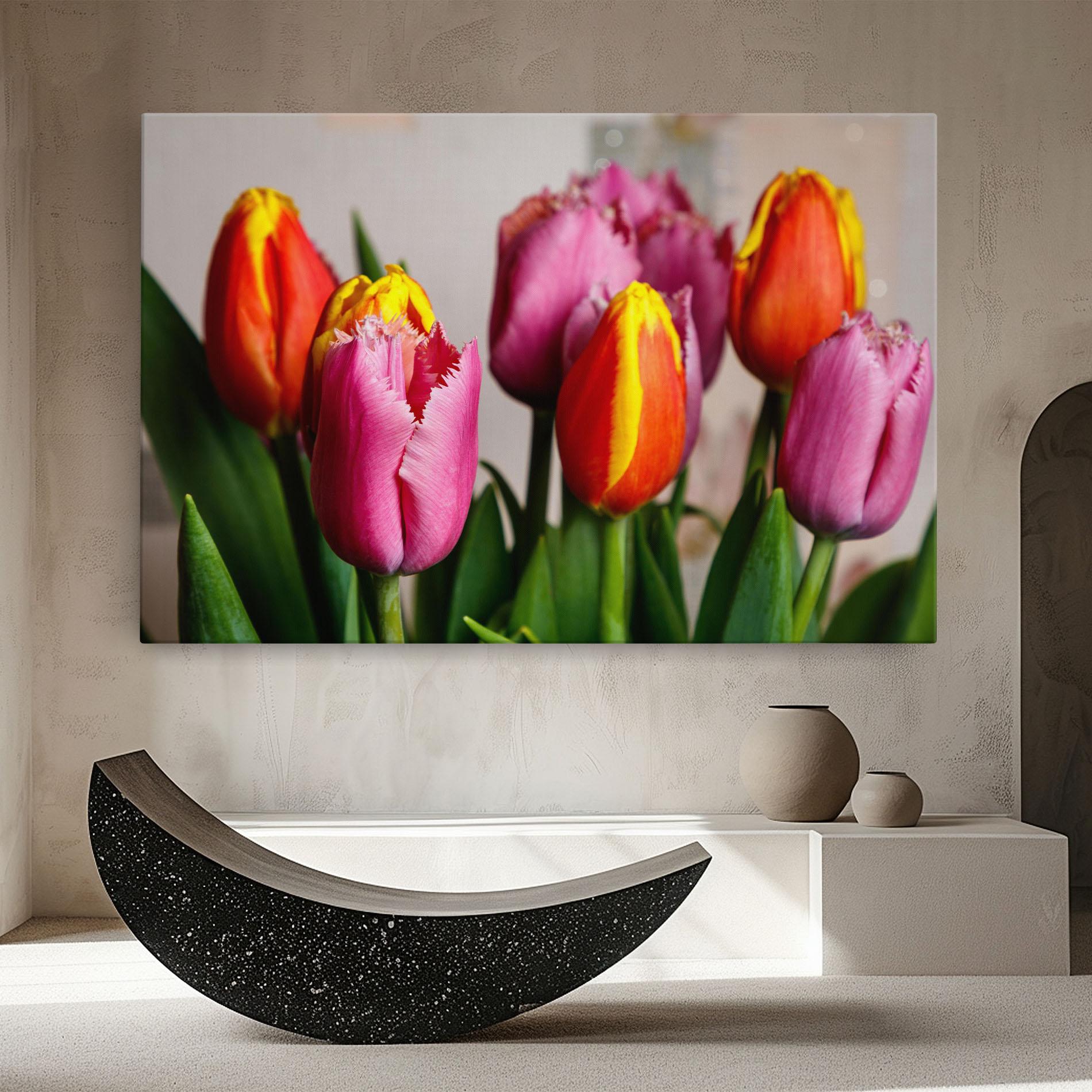Картина на платно Pink Orange Tulips mockup 8