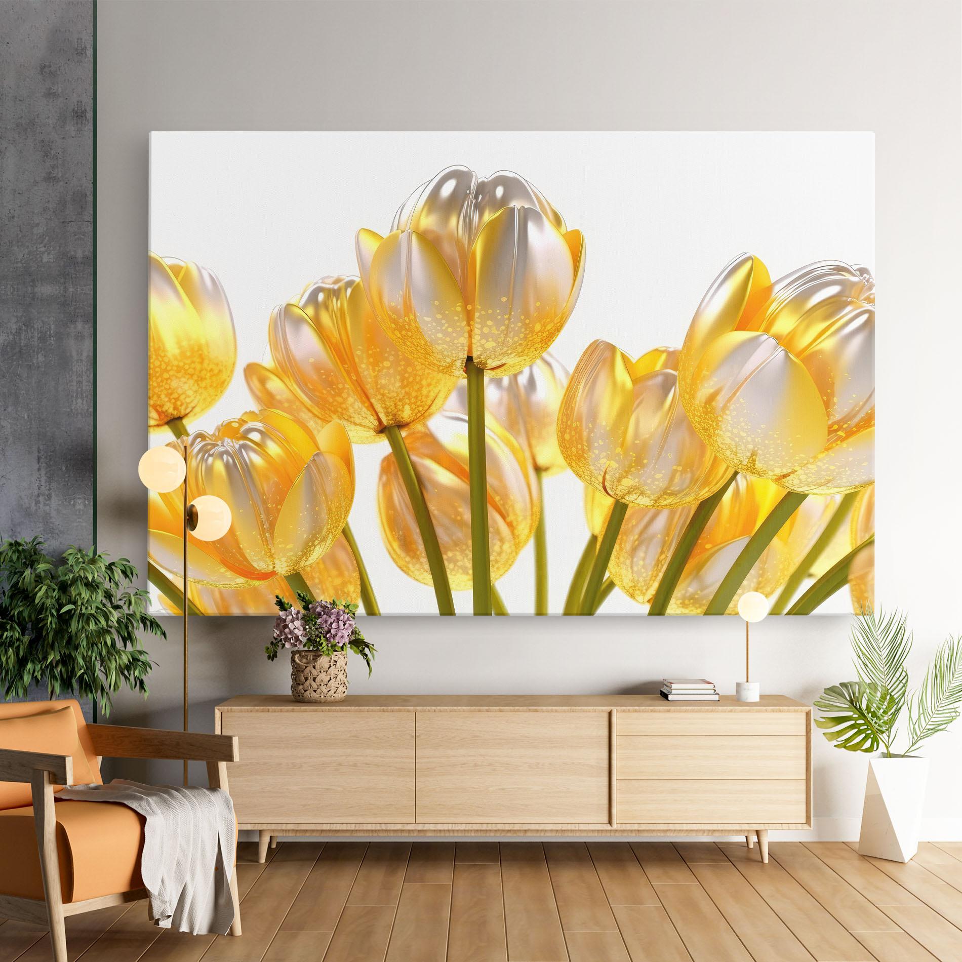 Картина на платно Gold White Tulips mockup 9