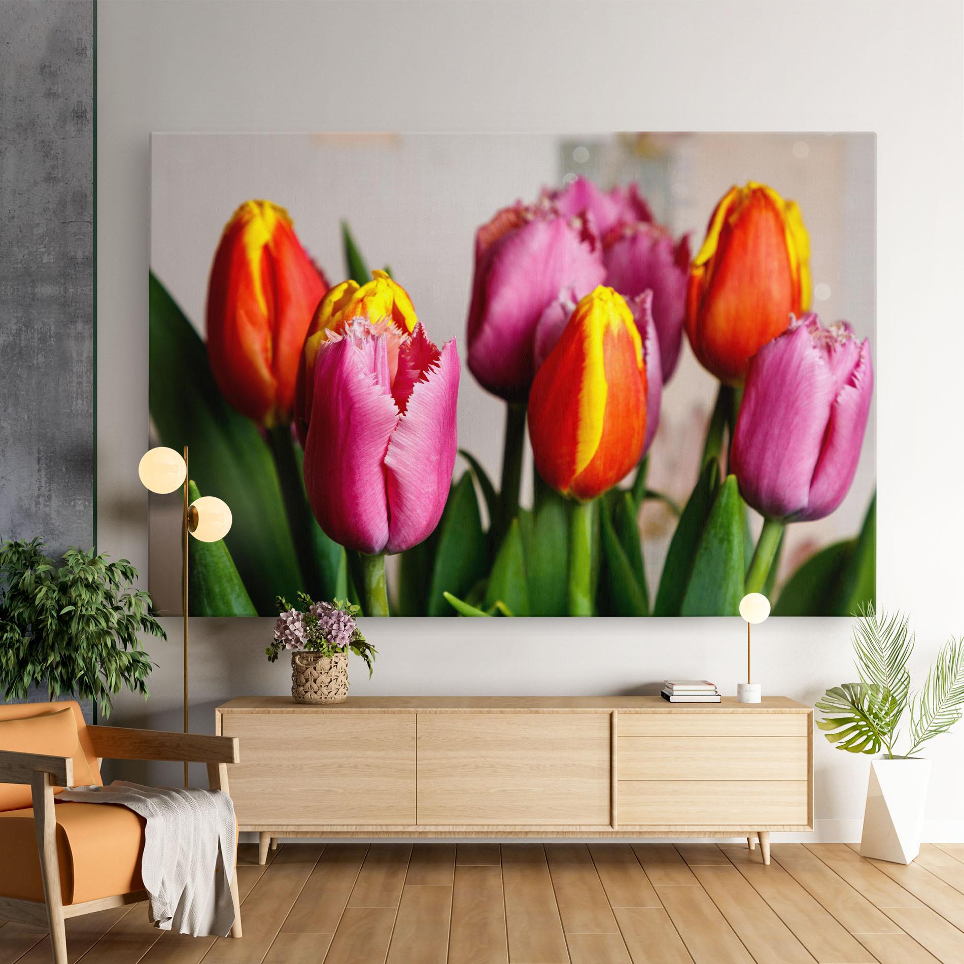 Картина на платно Pink Orange Tulips mockup 9