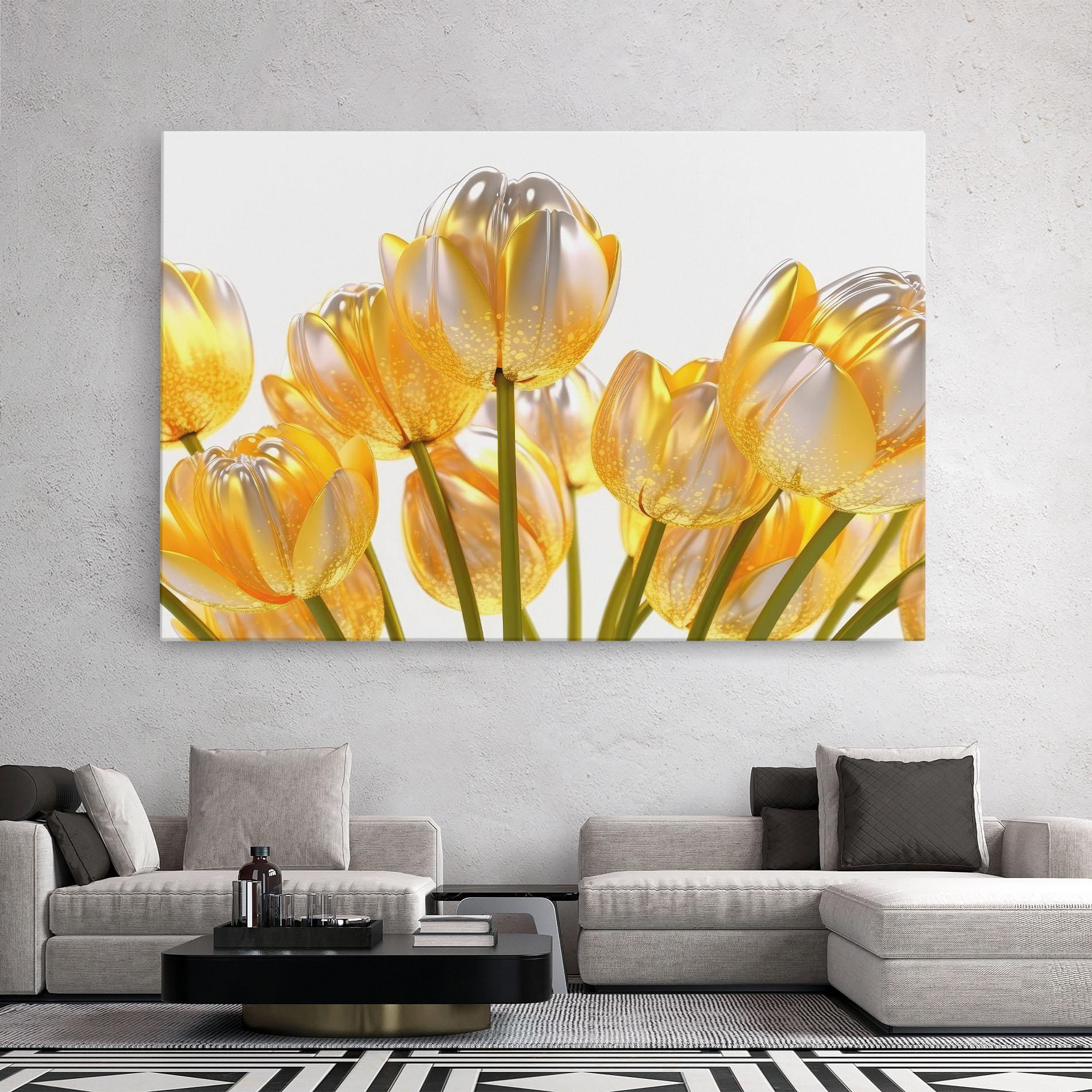 Картина на платно Gold White Tulips mockup 2