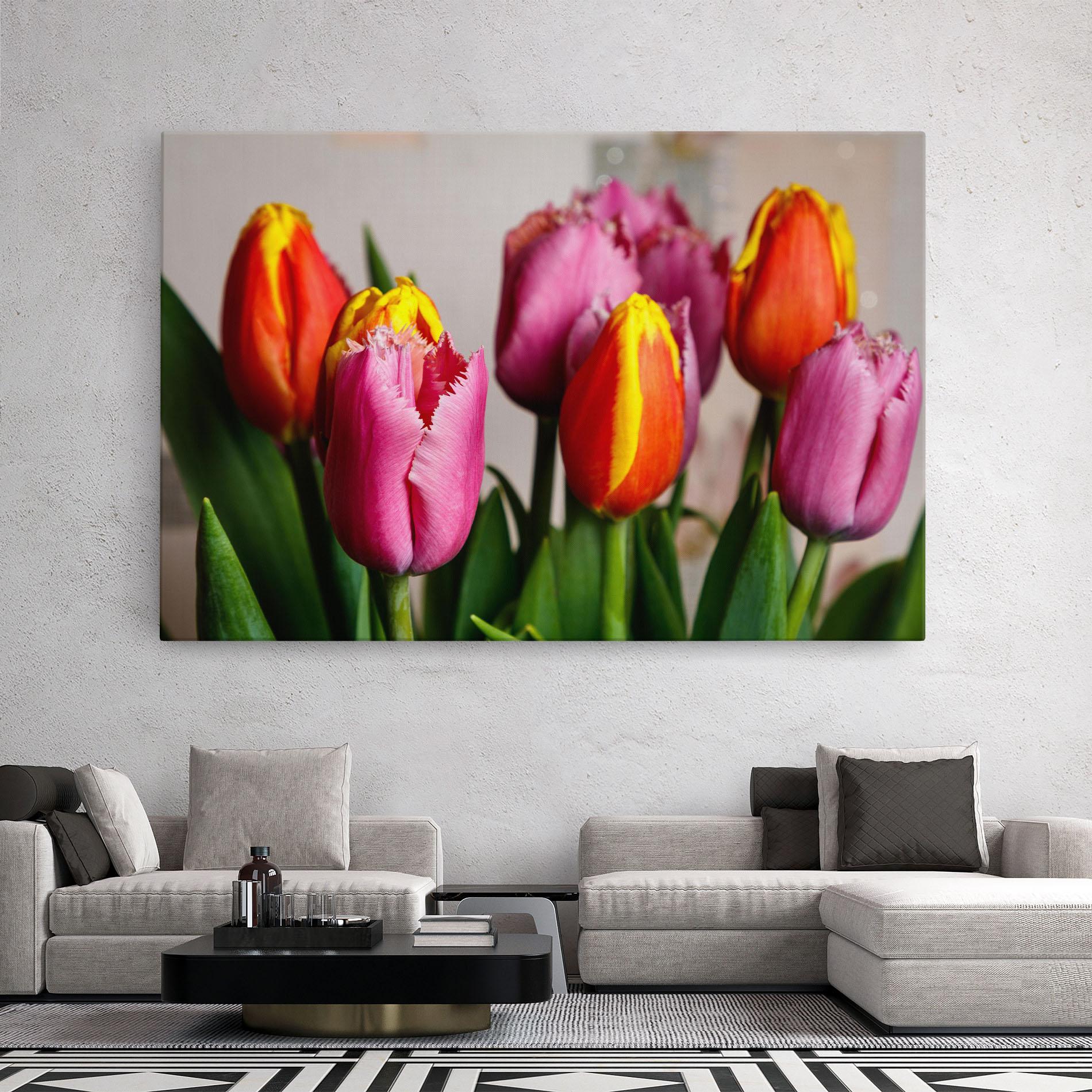 Картина на платно Pink Orange Tulips mockup 2