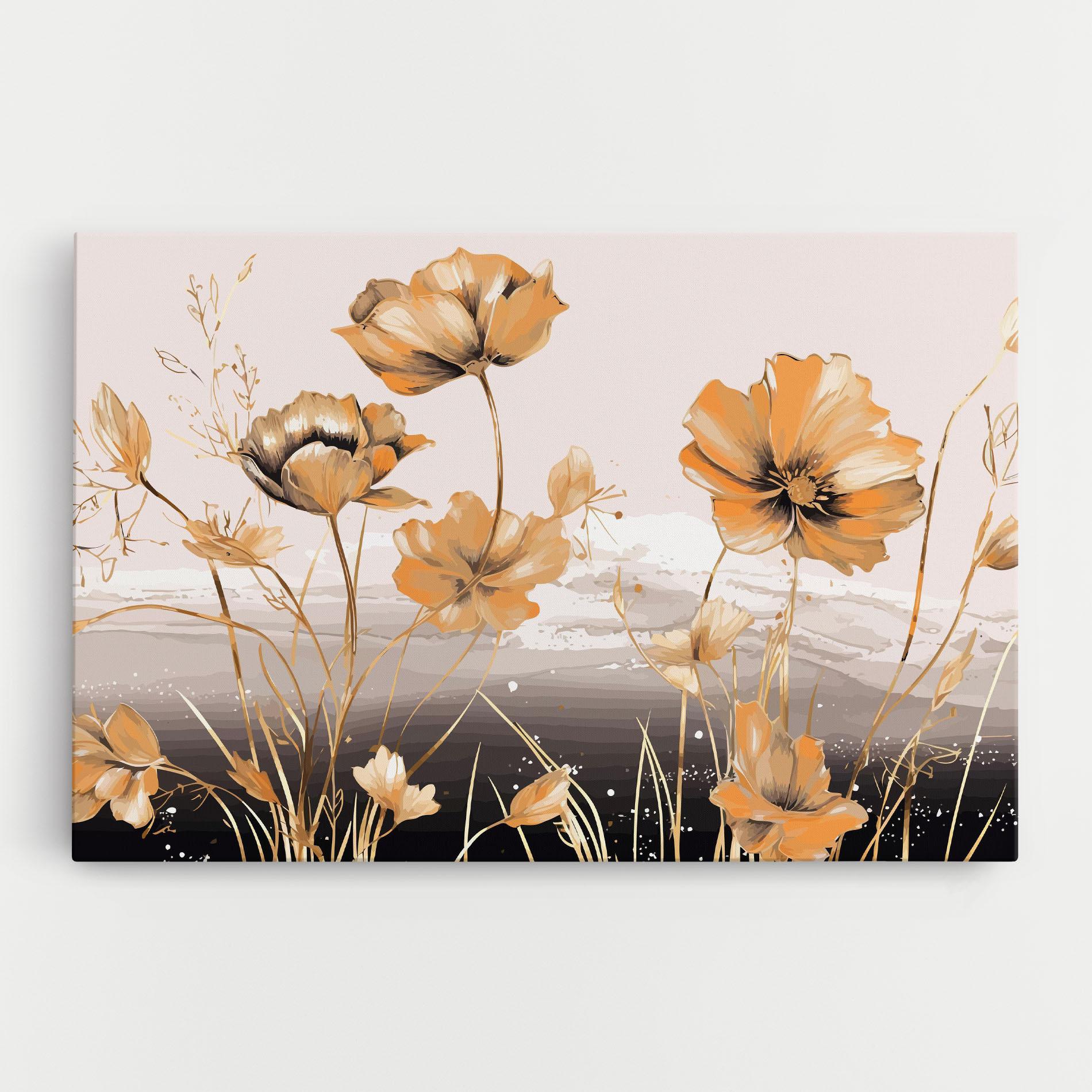 Картина на платно Gold Black Poppy mockup 0