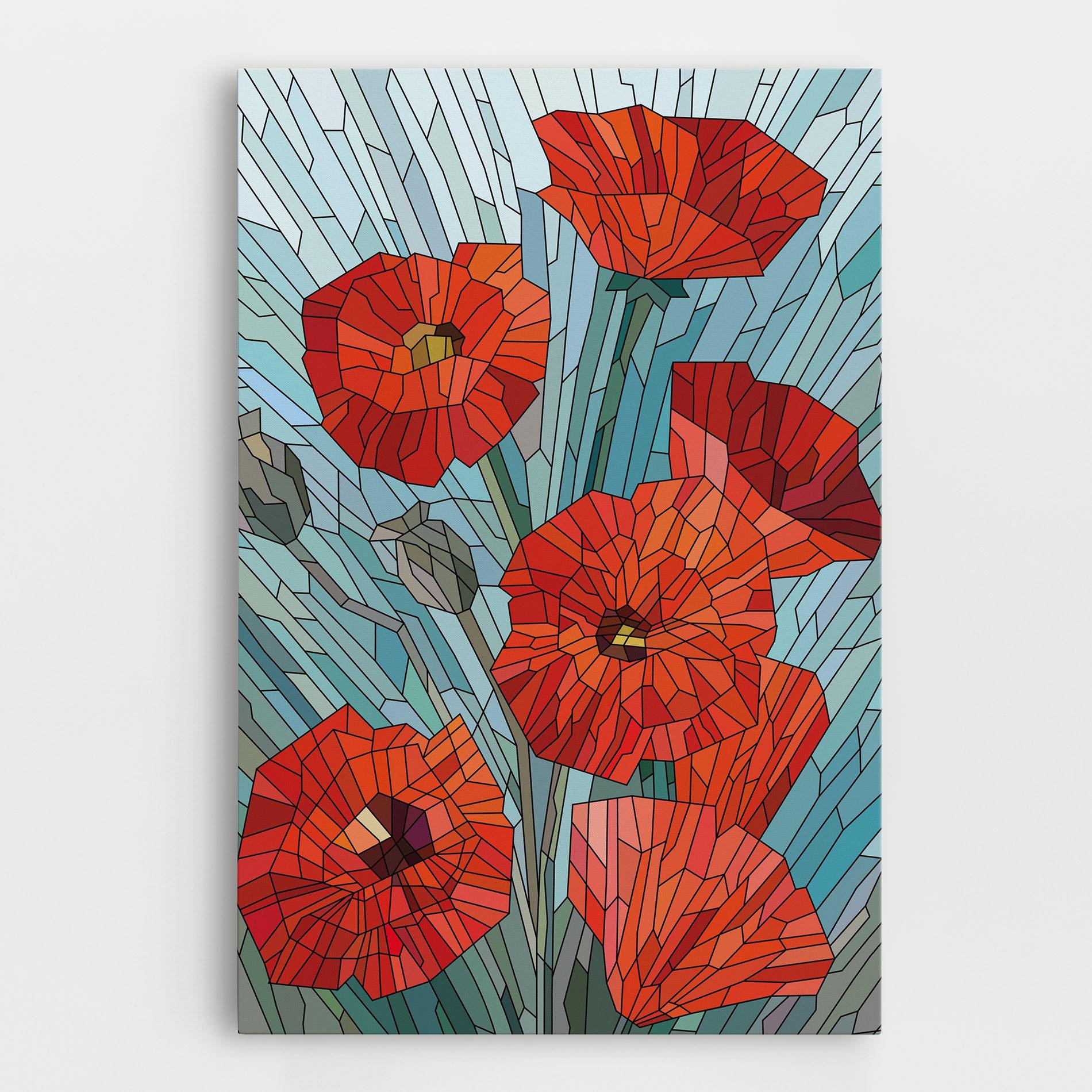 Картина на платно Blue Glass Poppy mockup 0