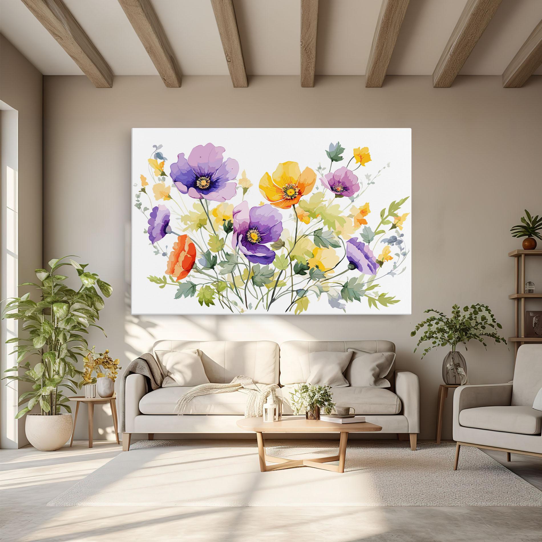 Картина на платно Purple Orange Poppy mockup 6