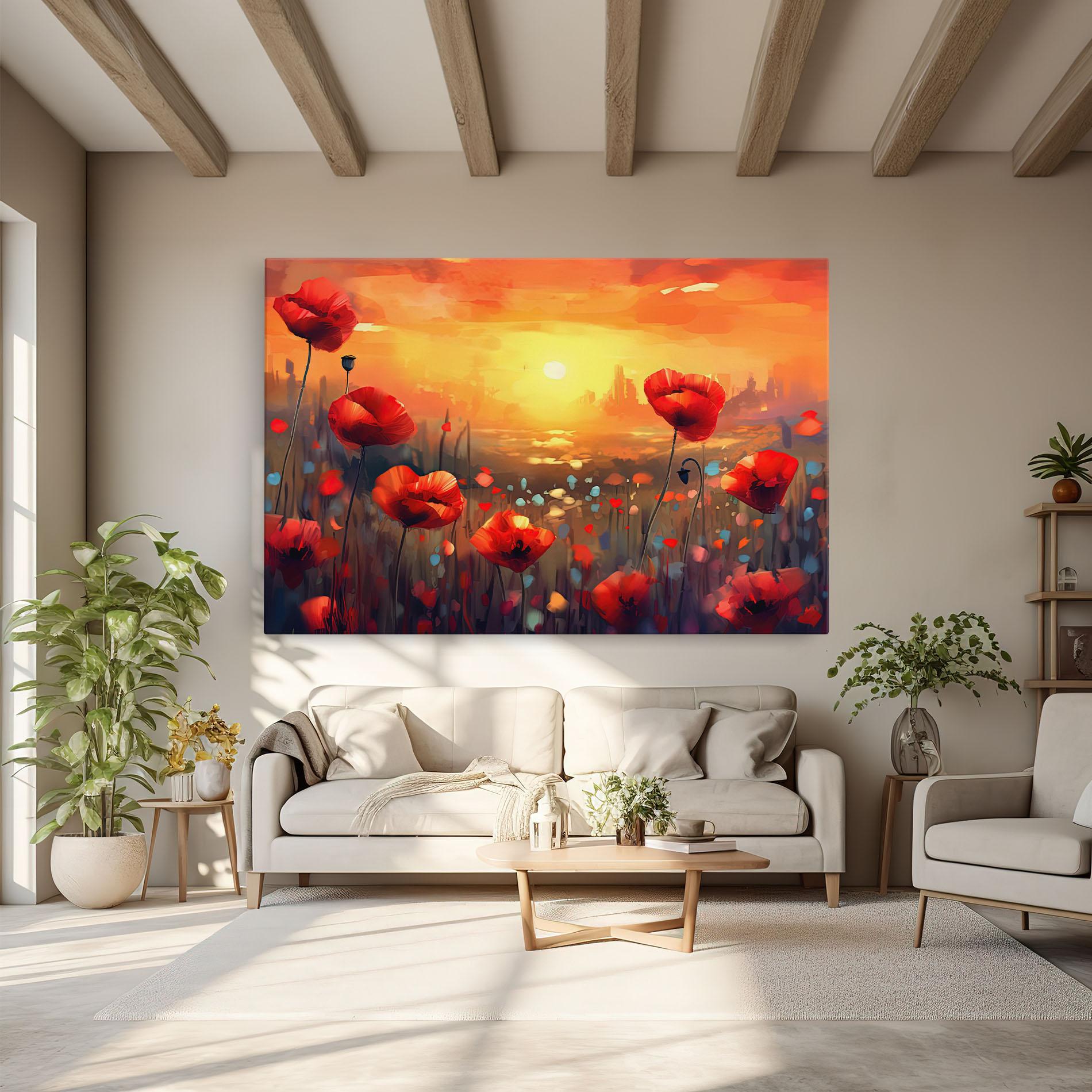 Картина на платно Sunrise Painting Poppies mockup 6