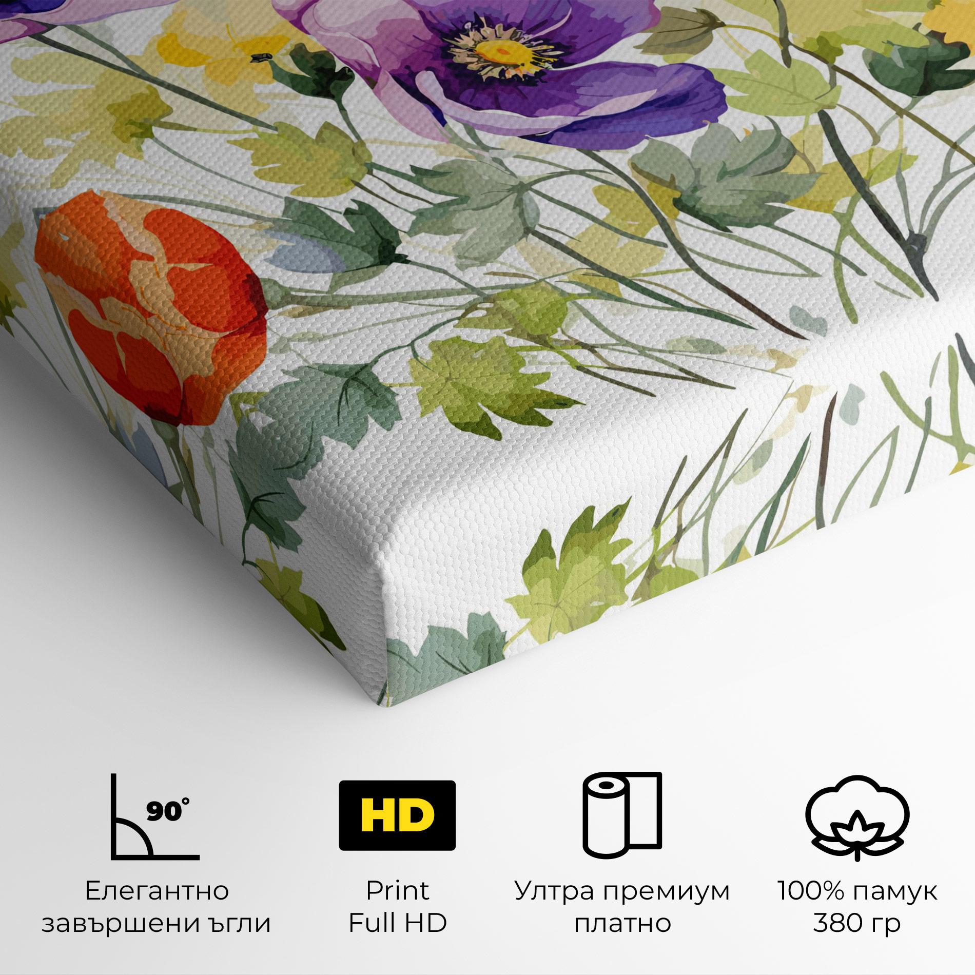 Картина на платно Purple Orange Poppy mockup 4