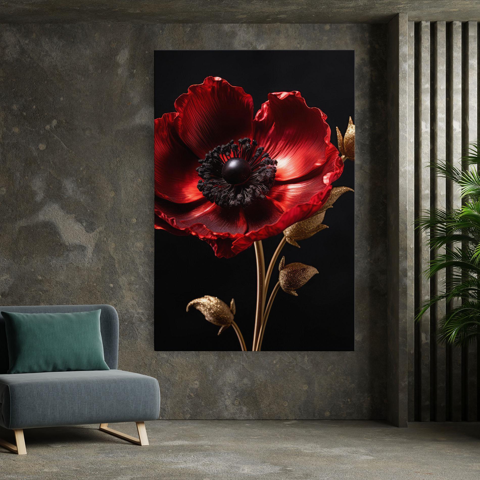 Картина на платно Dark Red Poppy mockup 7
