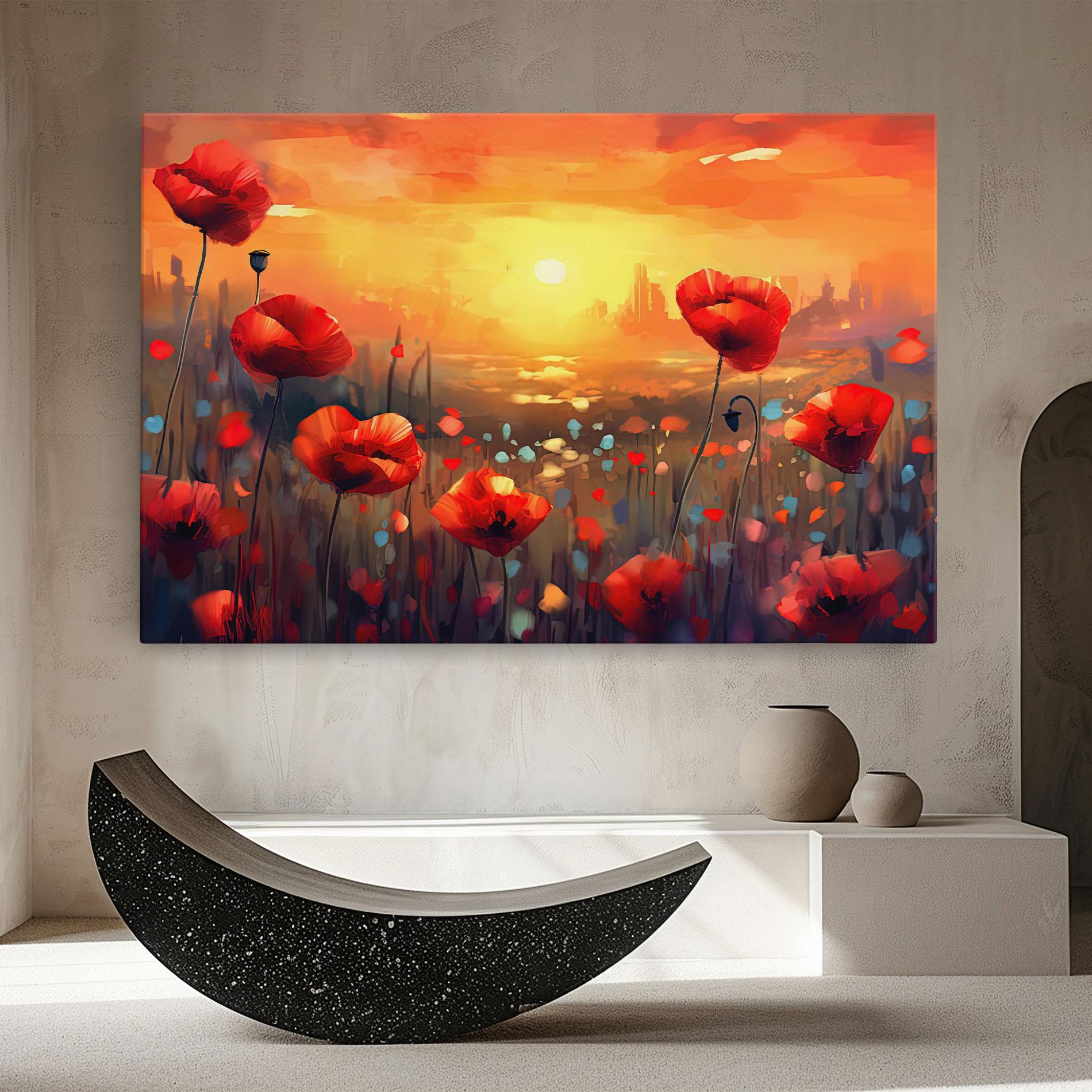 Картина на платно Sunrise Painting Poppies mockup 8