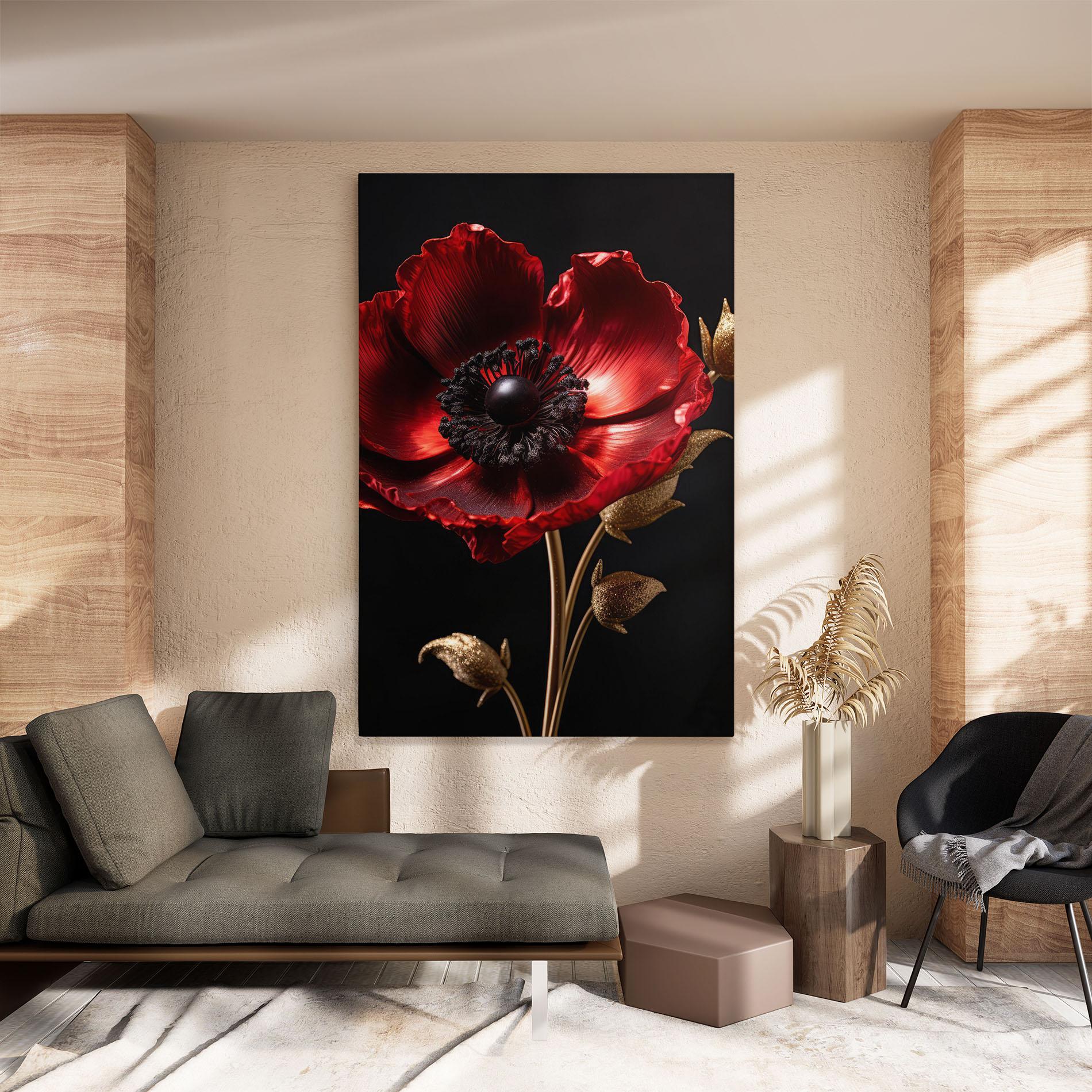 Картина на платно Dark Red Poppy mockup 8