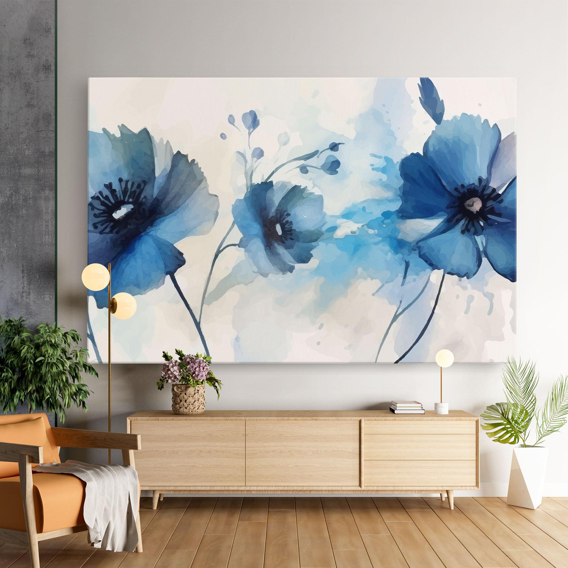 Картина на платно Blue Poppies mockup 9