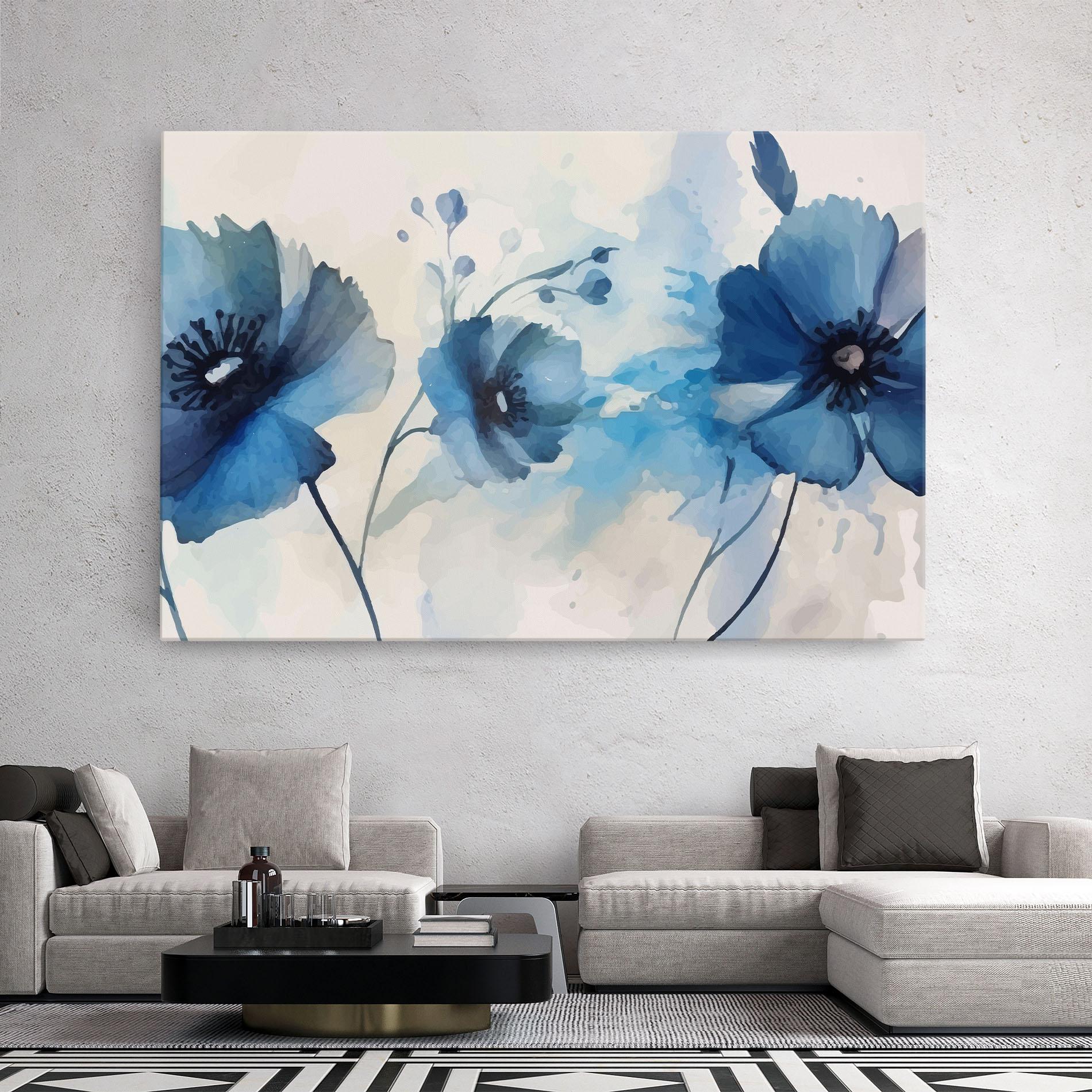 Картина на платно Blue Poppies mockup 2