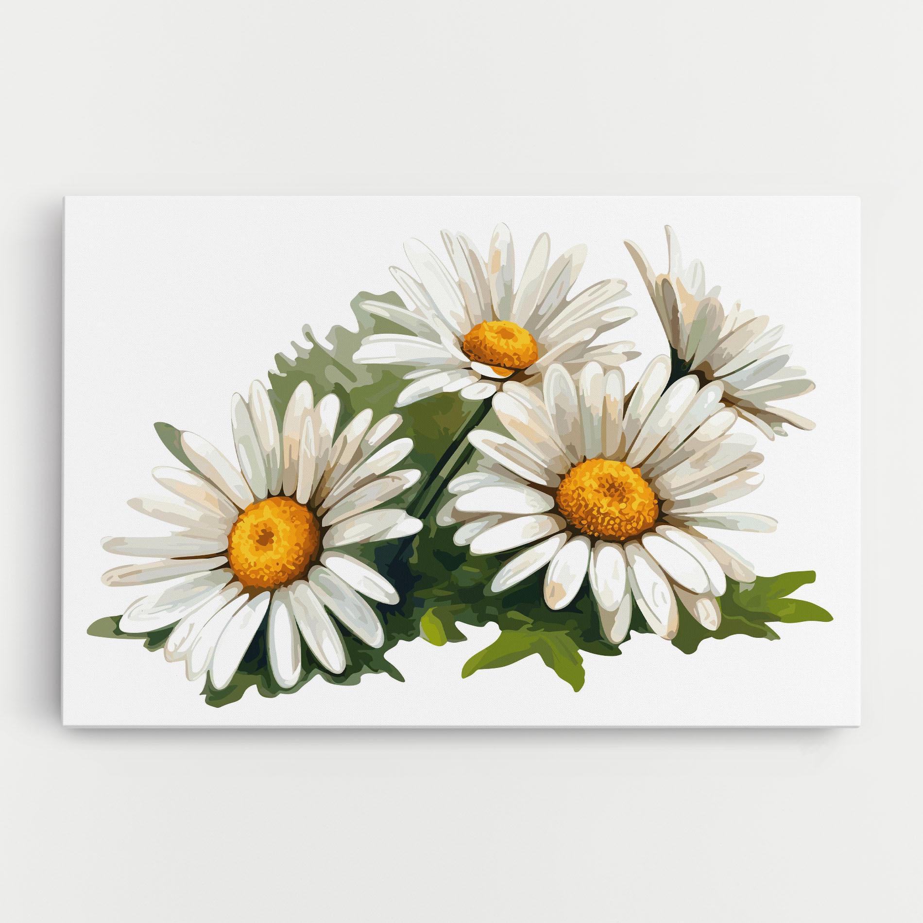 Картина на платно Grey White Daisy mockup 0