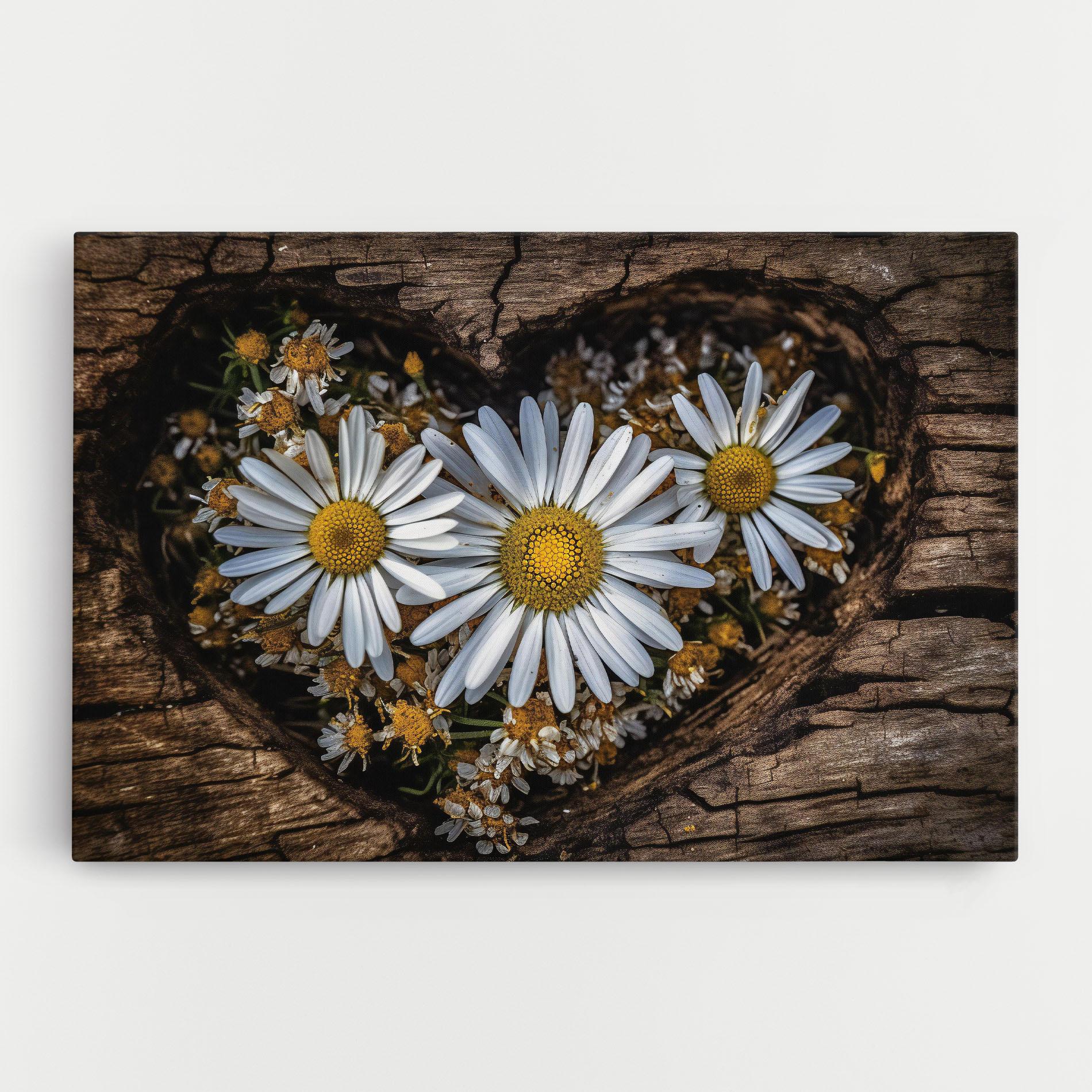 Картина на платно Heart Shaped Daisy mockup 0