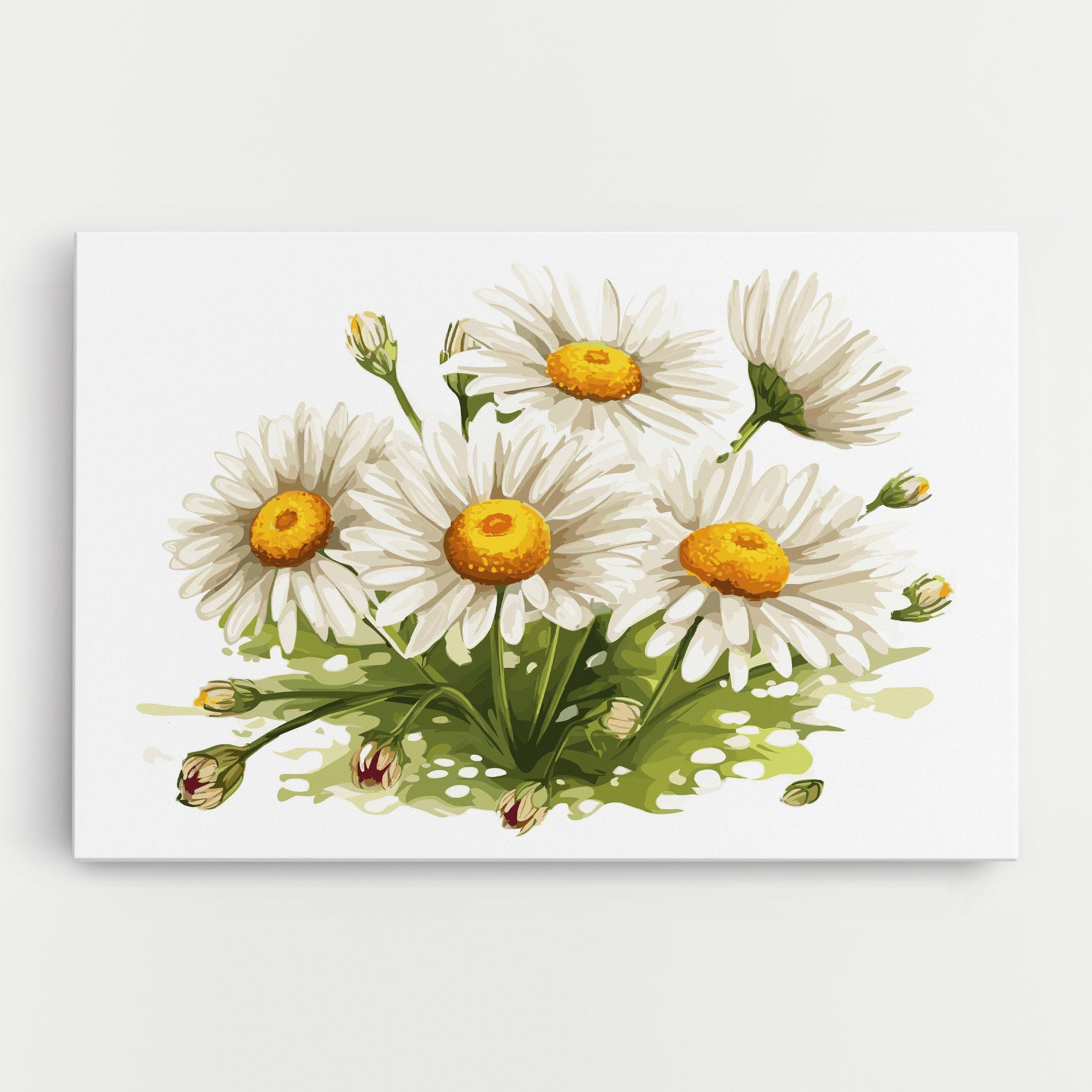 Картина на платно White Grey Daisy mockup 0