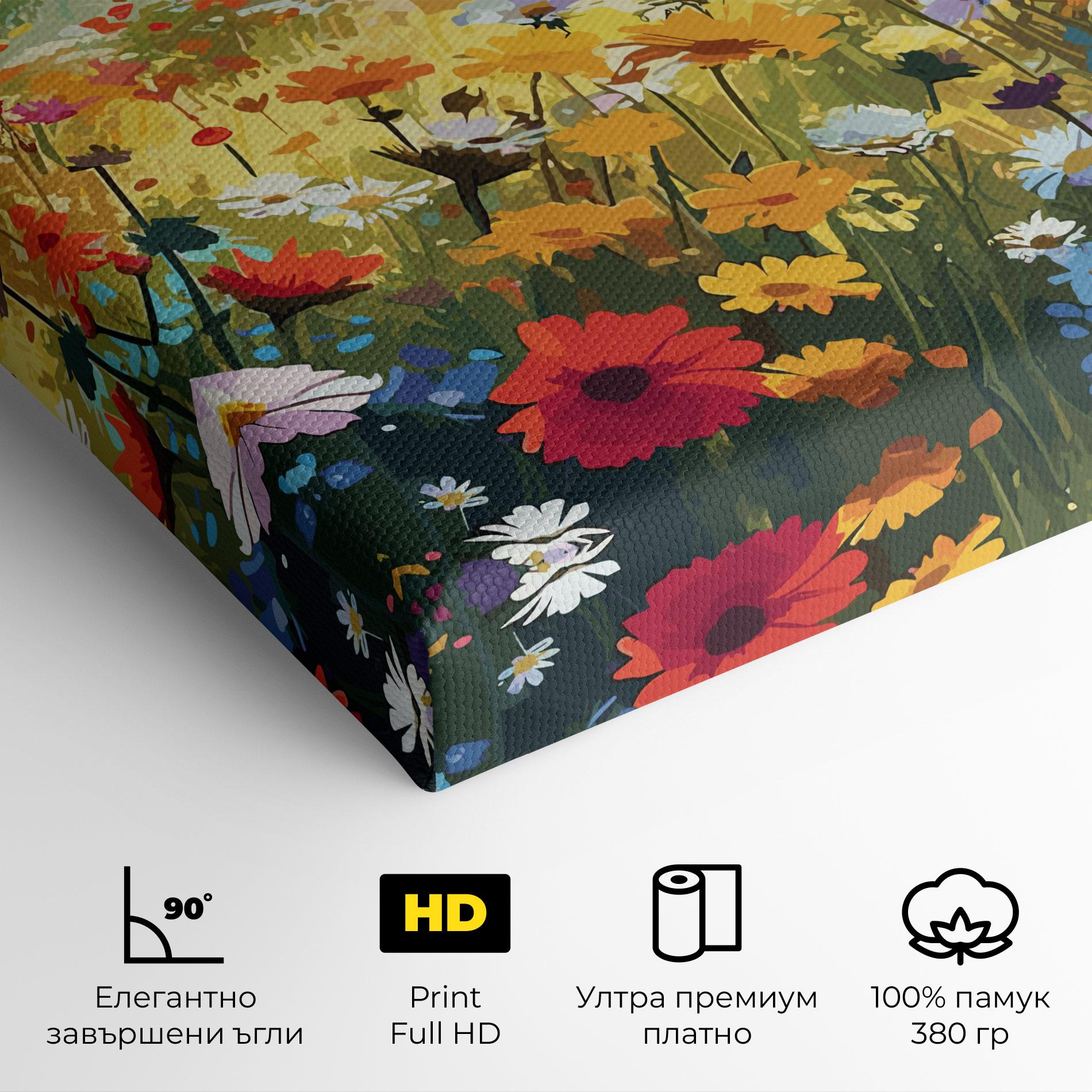 Картина на платно Colorful Daisy Mix mockup 4