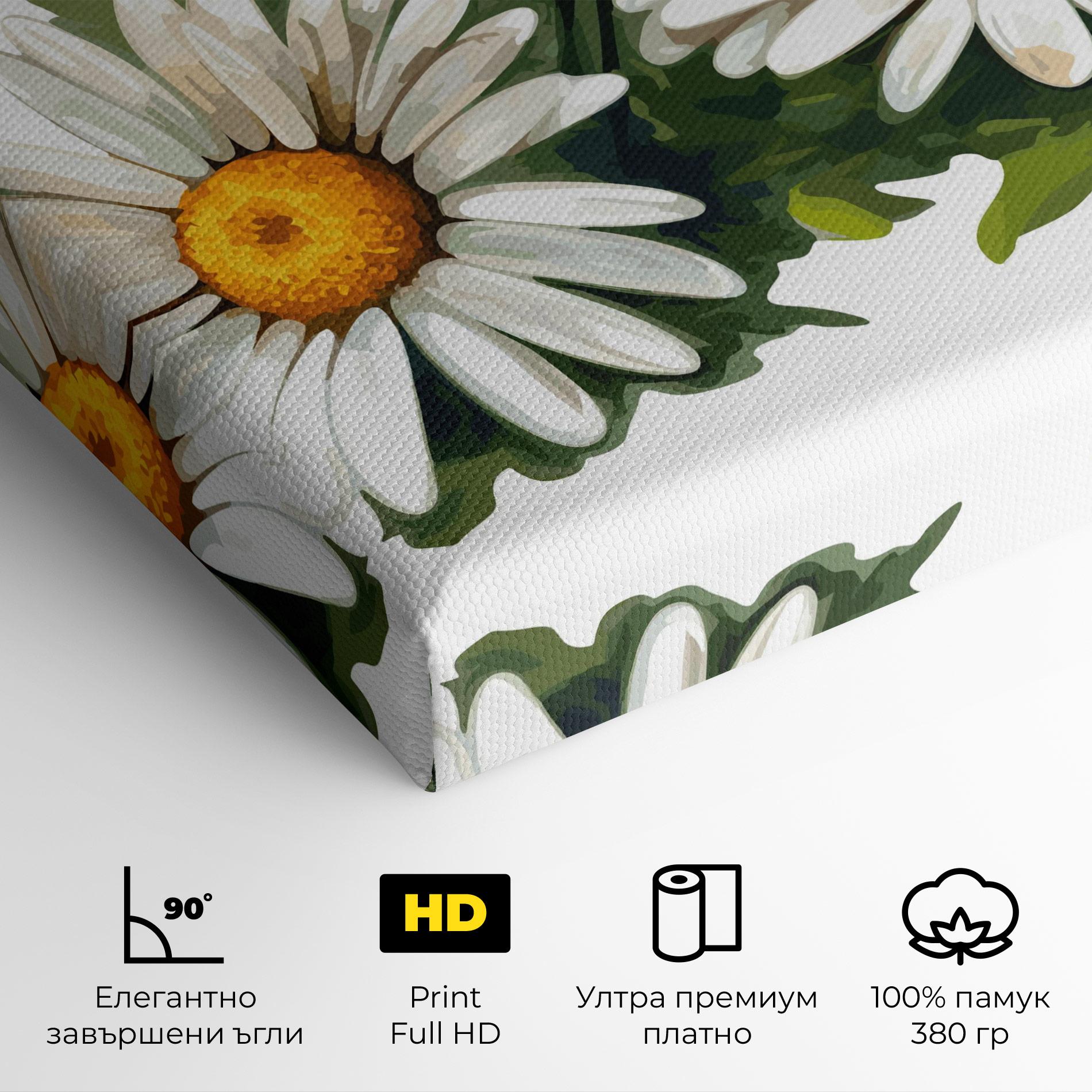 Картина на платно Grey White Daisy mockup 4