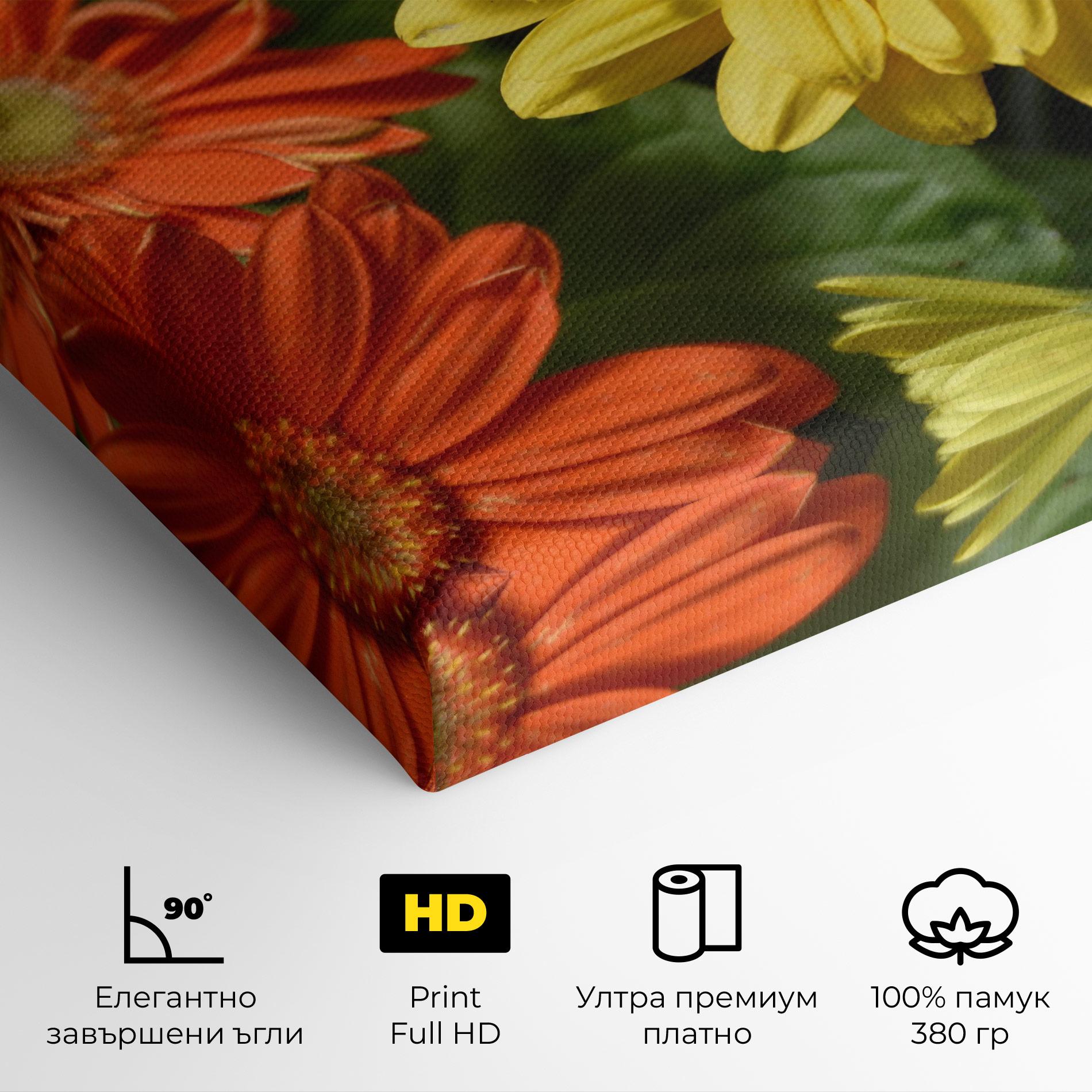 Картина на платно Orange Yellow Daisy mockup 4