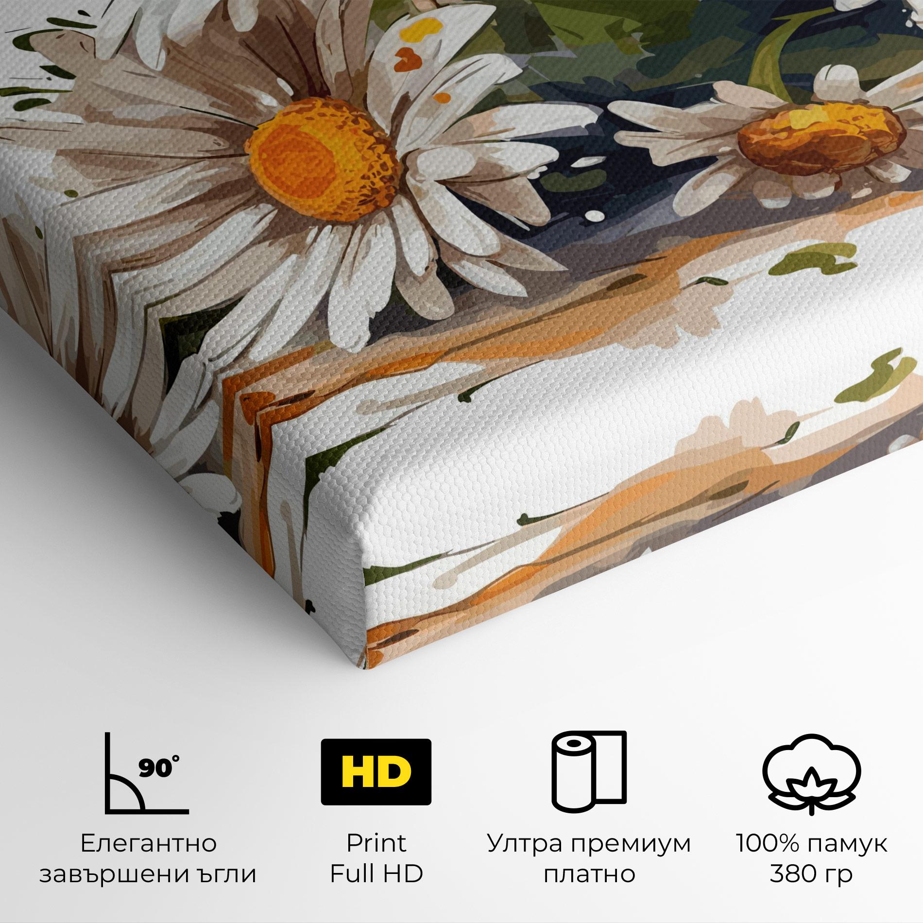 Картина на платно White Beautiful Daisy mockup 4