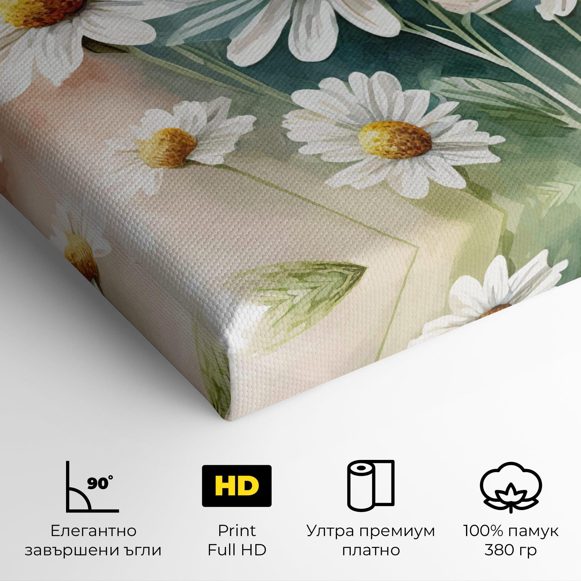 Картина на платно White Daisy Art mockup 4