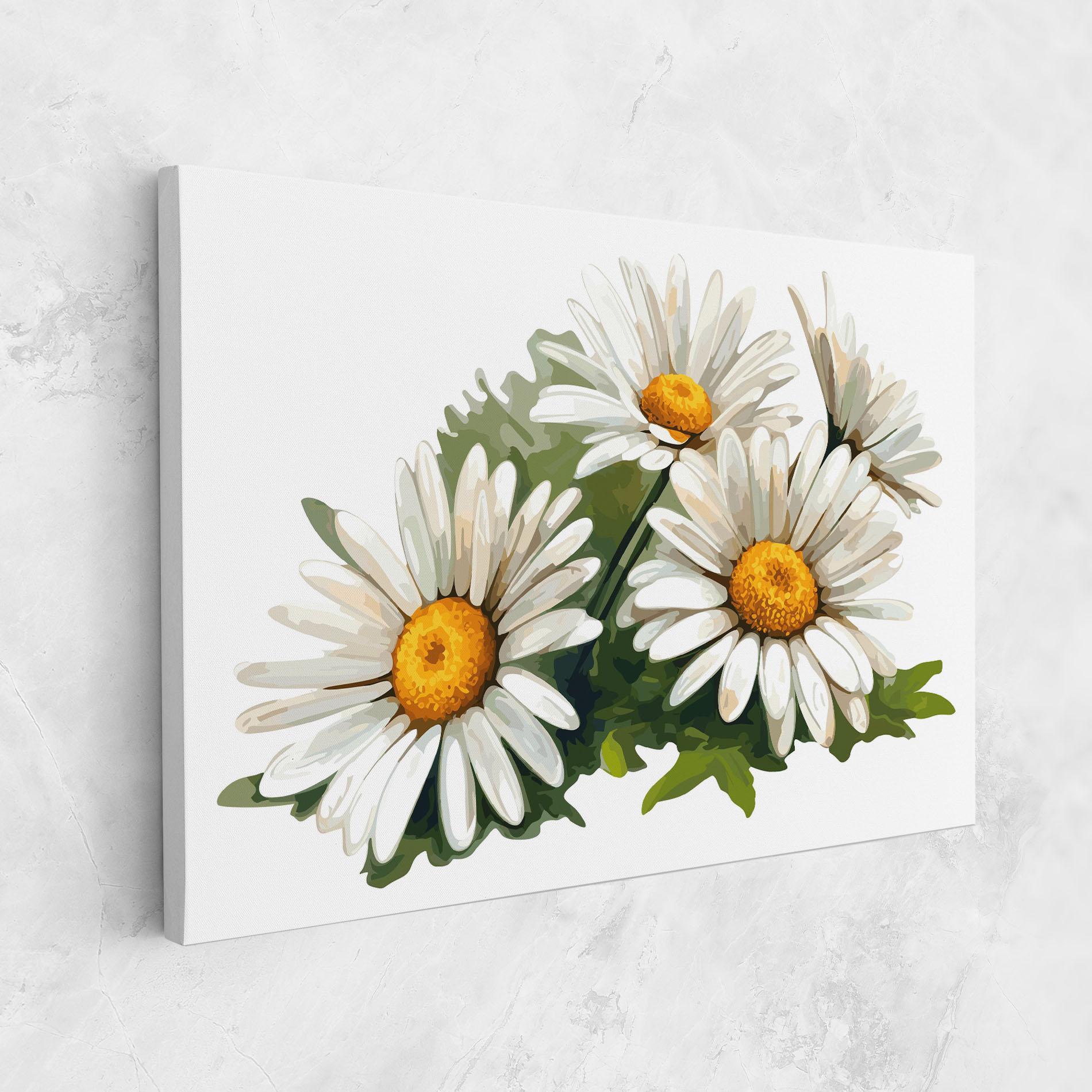 Картина на платно Grey White Daisy mockup 1