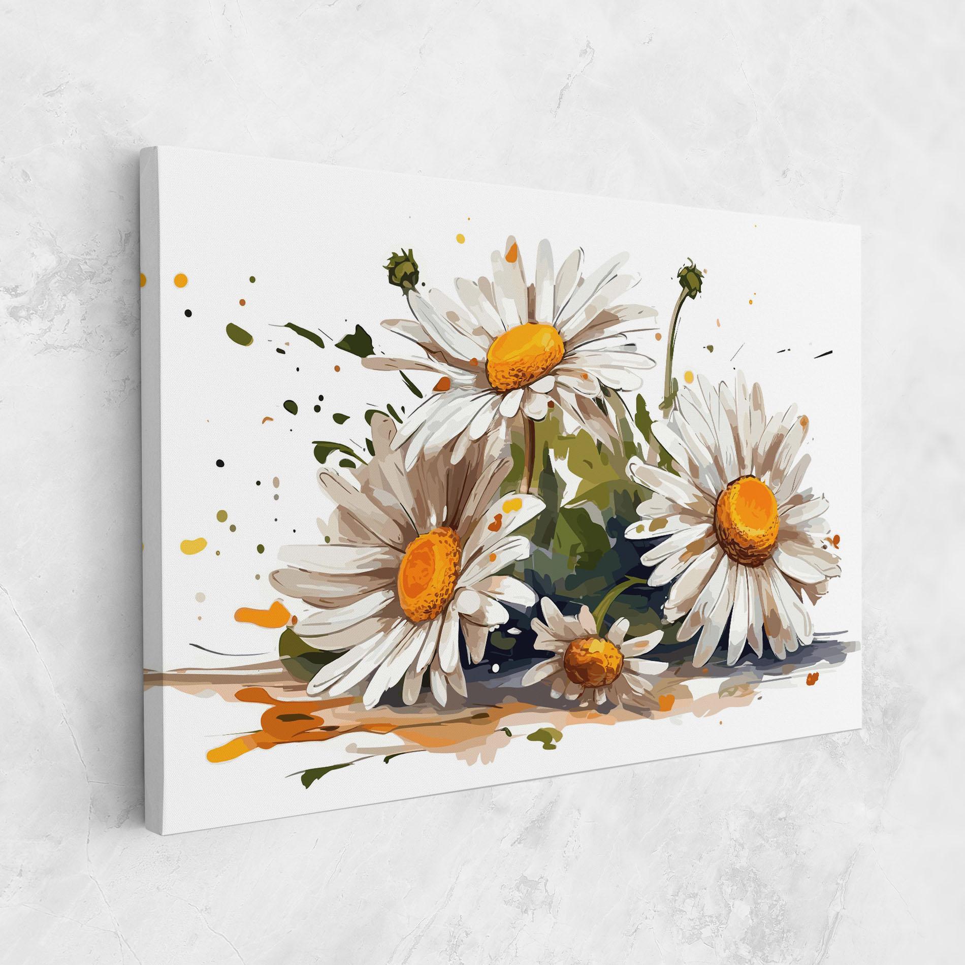 Картина на платно White Beautiful Daisy mockup 1